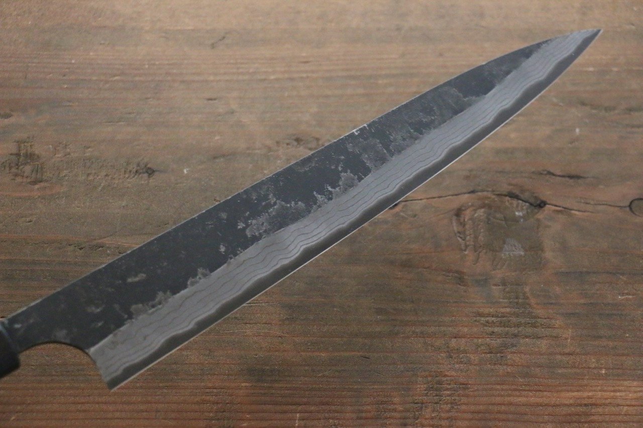 尾形 峻吾 白鋼二號 黑打 大馬士革紋 筋引 240mm 紫檀木 握把 - 清助刃物