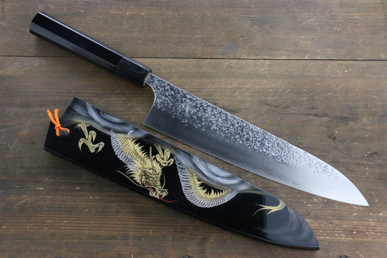 黑崎 優 雫 SG2 鎚目 牛刀 240mm 漆塗握把 - 清助刃物