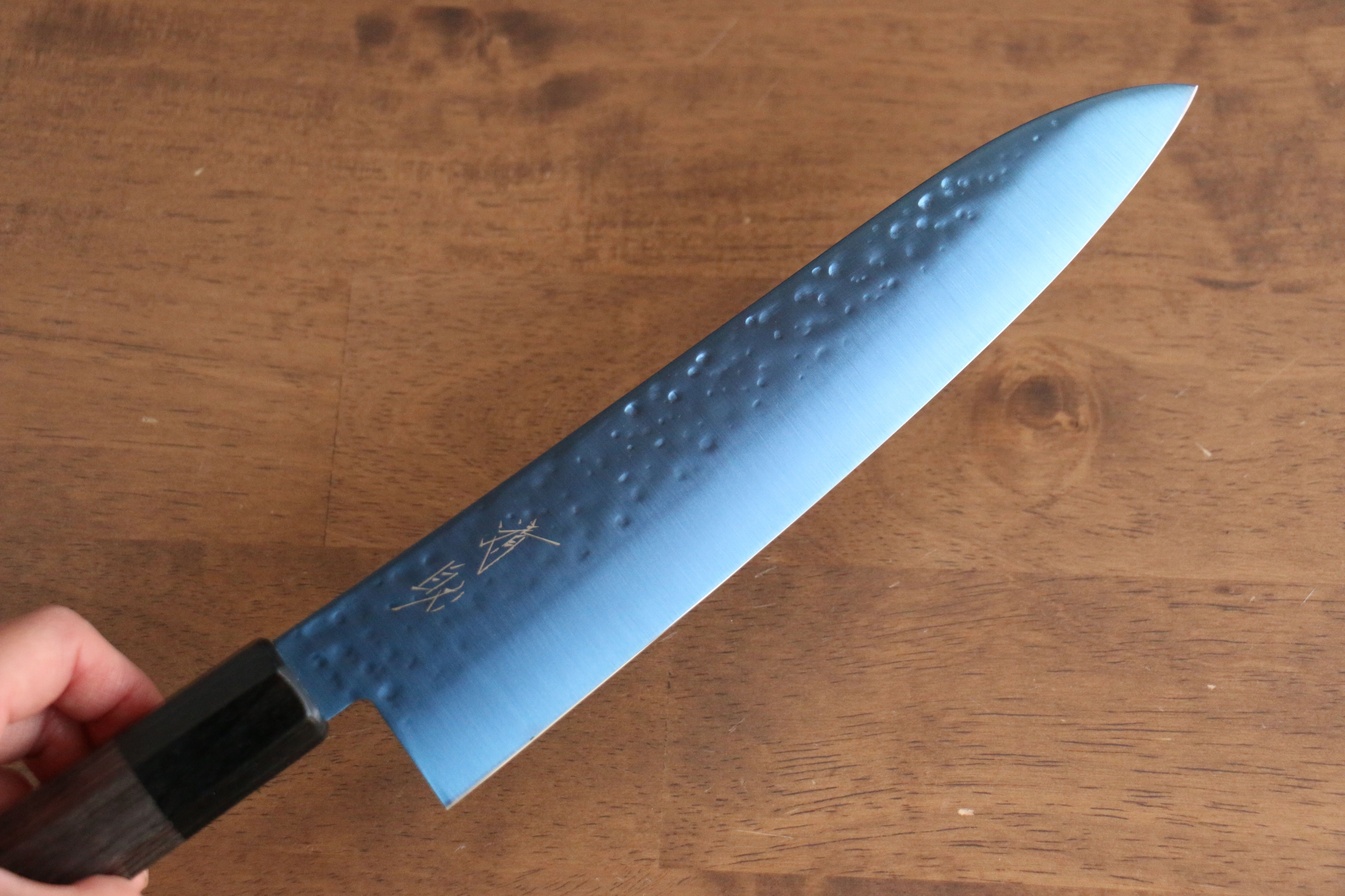 清助 SK-85鋼 離子鍍 鎚目 牛刀 210mm 灰色合成木 握把 - 清助刃物