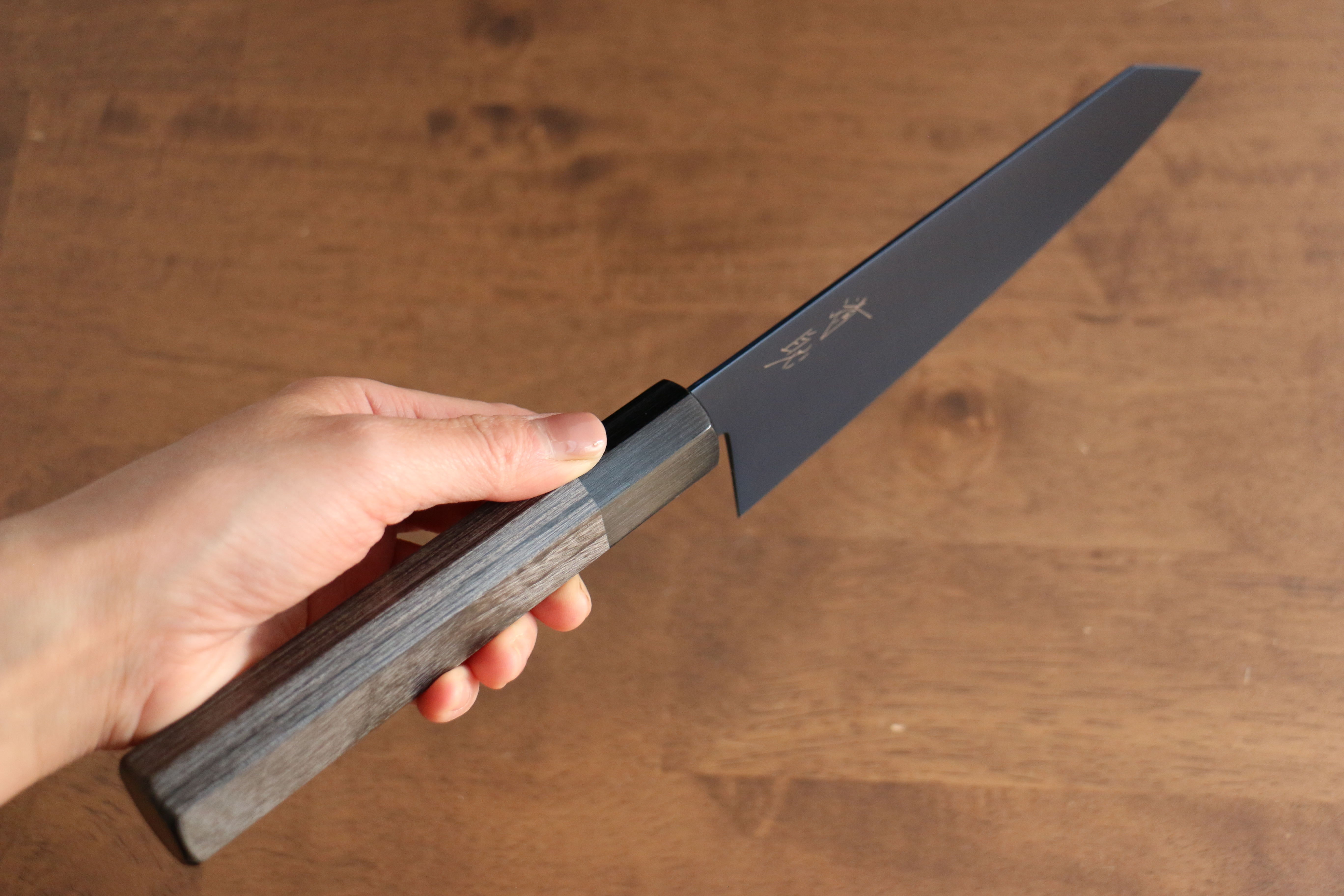 清助 SK-85鋼 離子鍍 切付三德刀 180mm 灰色合成木 握把 - 清助刃物