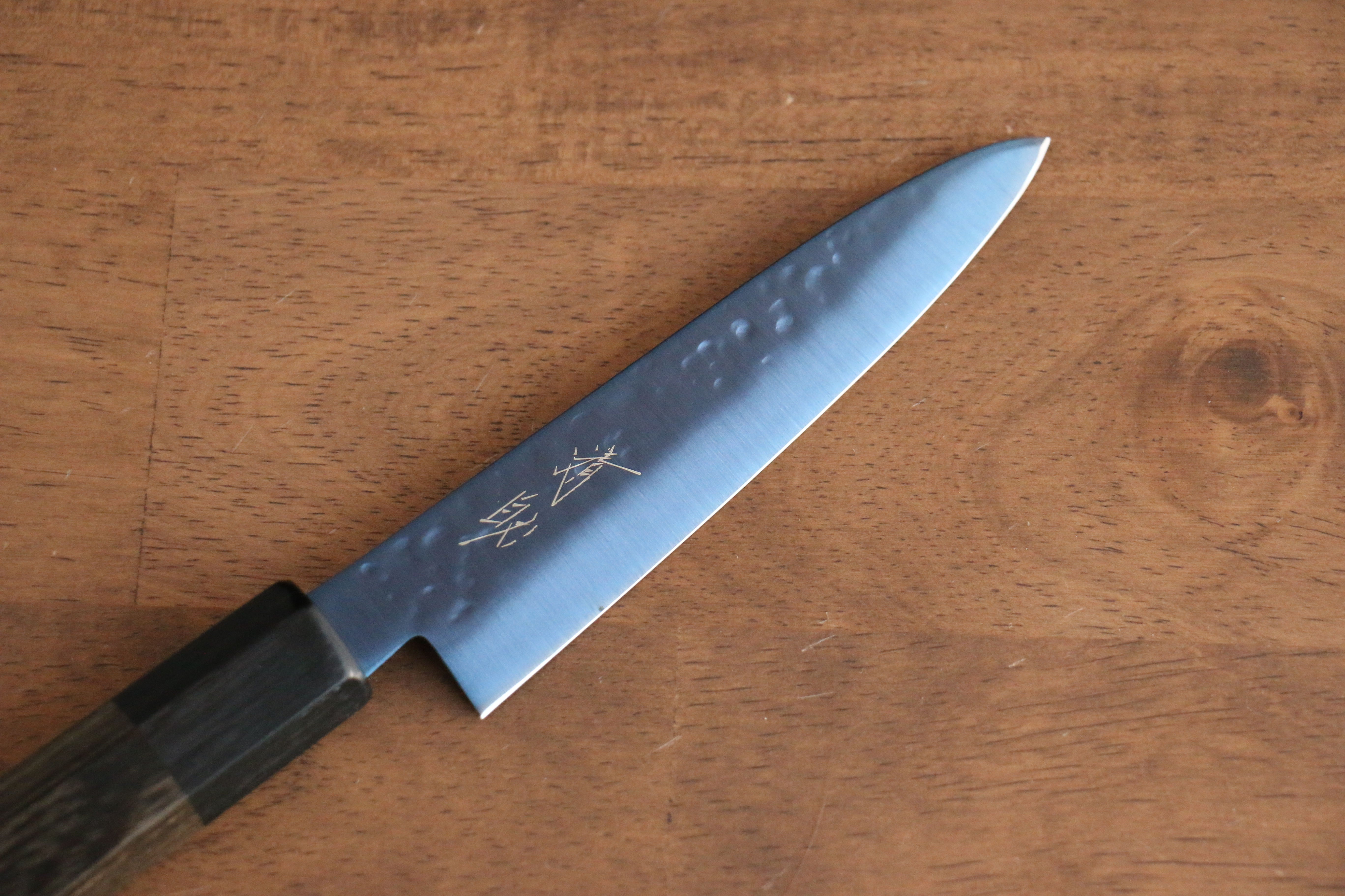清助 SK-85鋼 離子鍍 鎚目 多用途小刀 120mm 灰色合成木 握把 - 清助刃物