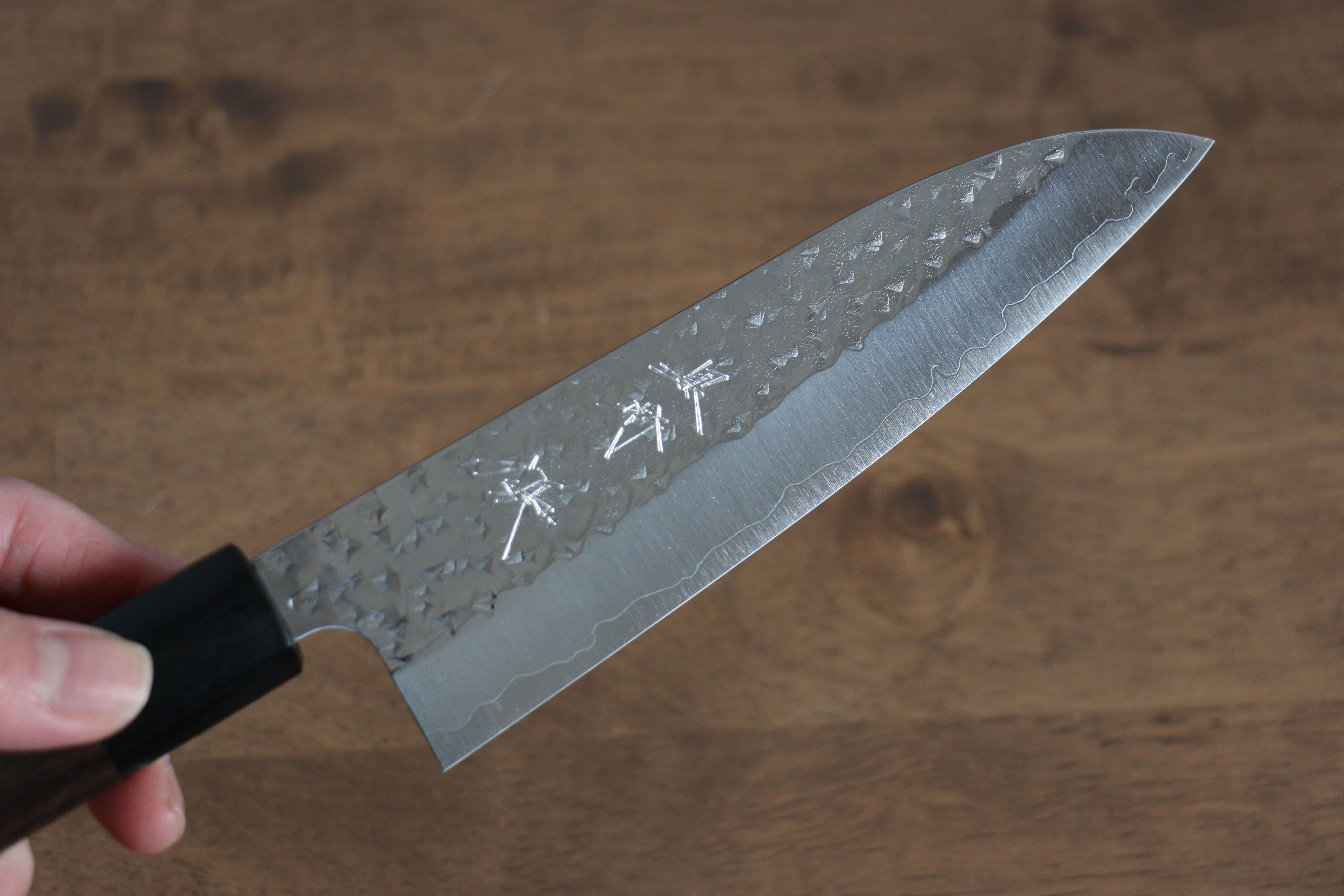 黑崎 優 閃光 SG2 鎚目 小三德刀 150mm 紫檀木(口輪:黑合成木) 握把 - 清助刃物