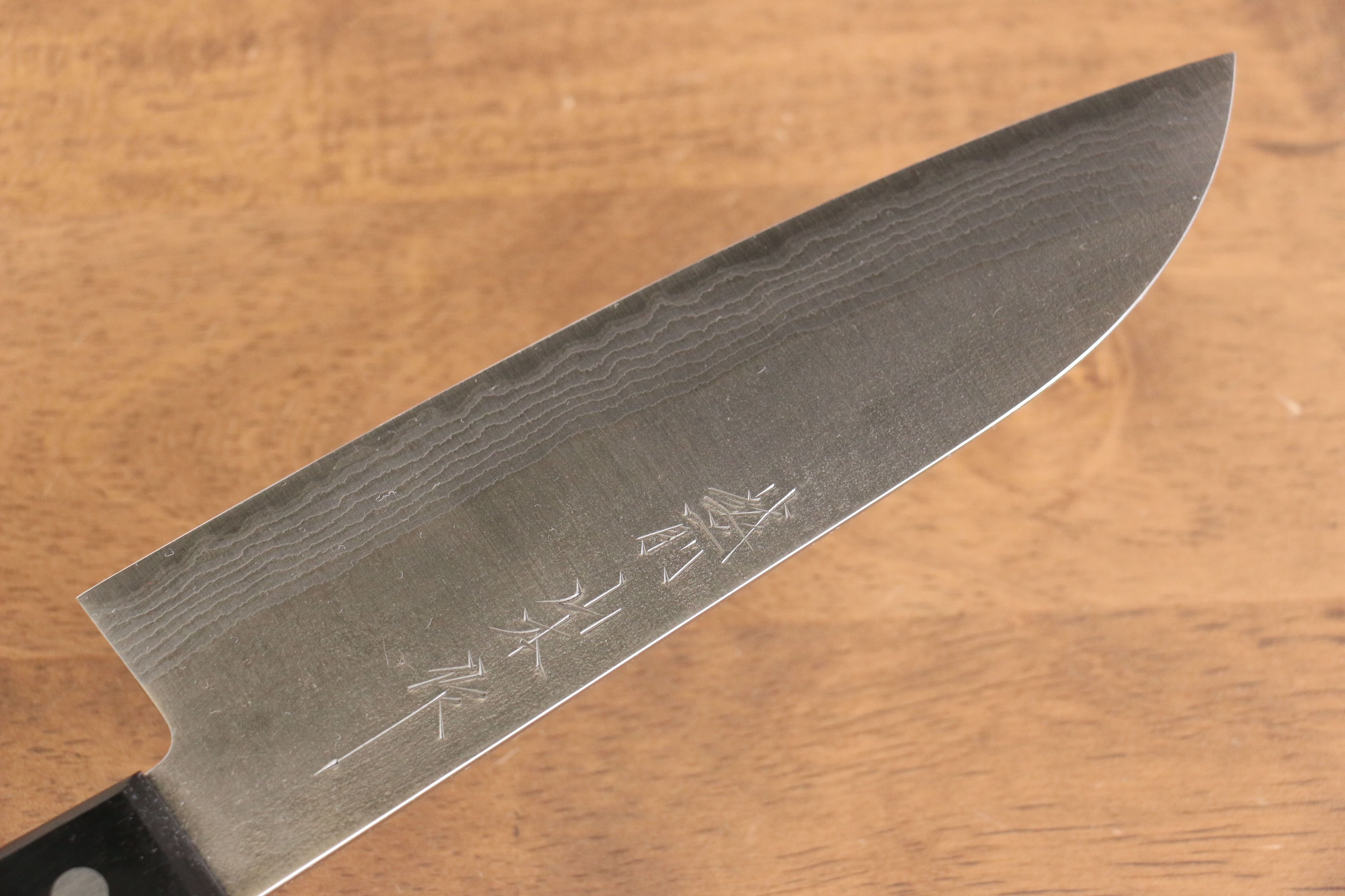 山本 直 SRS13 梨地 大馬士革紋 三德刀 170mm 黑合成木 握把 - 清助刃物