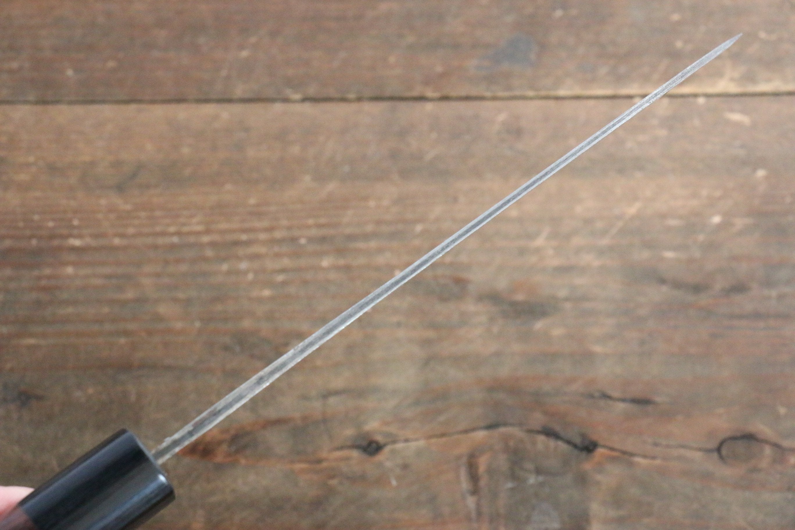 藤原 照康 白鋼一號 梨地 三德刀 165mm 紫檀木握把 - 清助刃物