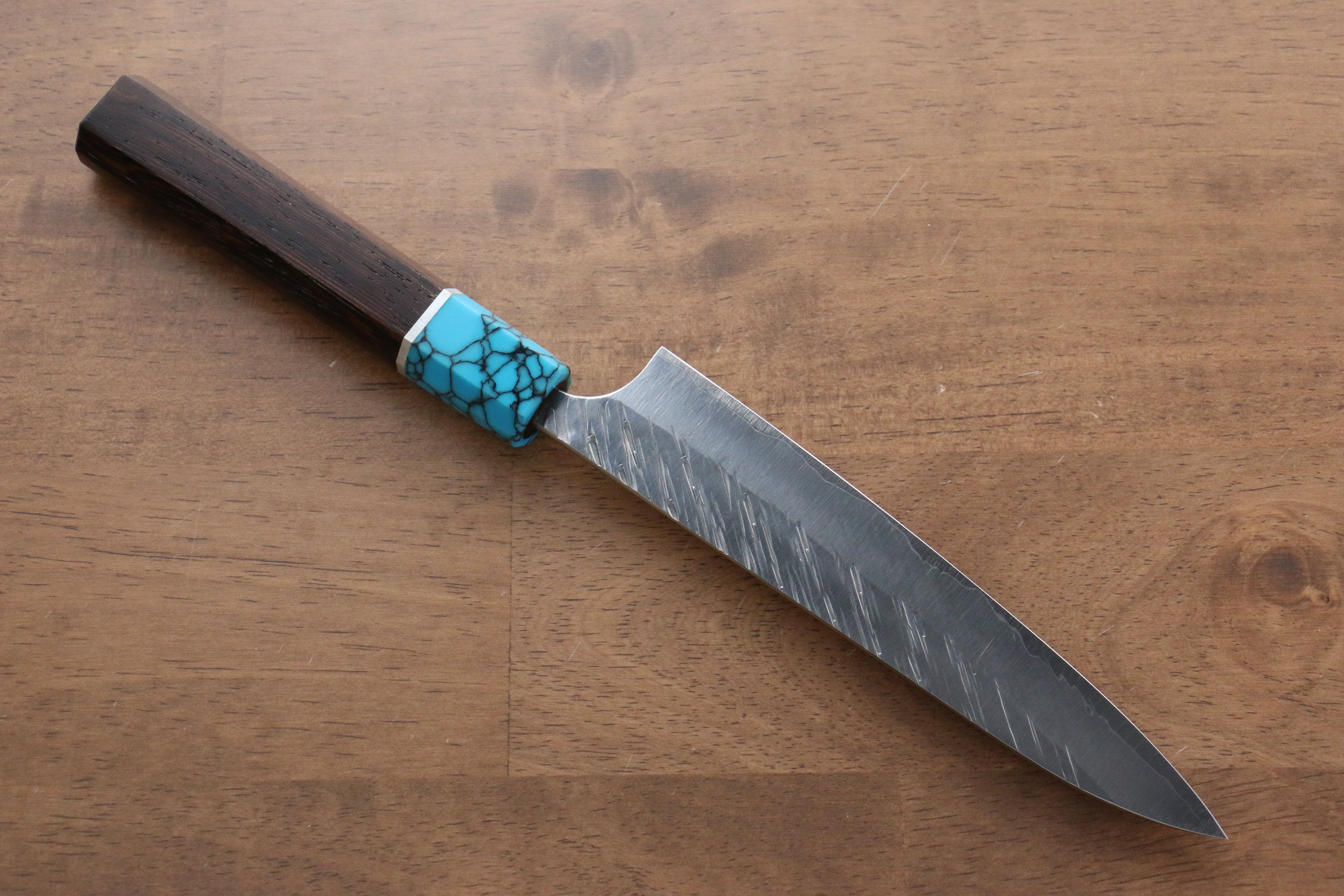 黑崎 優 風神 SG2 鎚目 大馬士革紋 多用途小刀 150mm 雞翅木(口輪:土耳其石環型設計) 握把 - 清助刃物