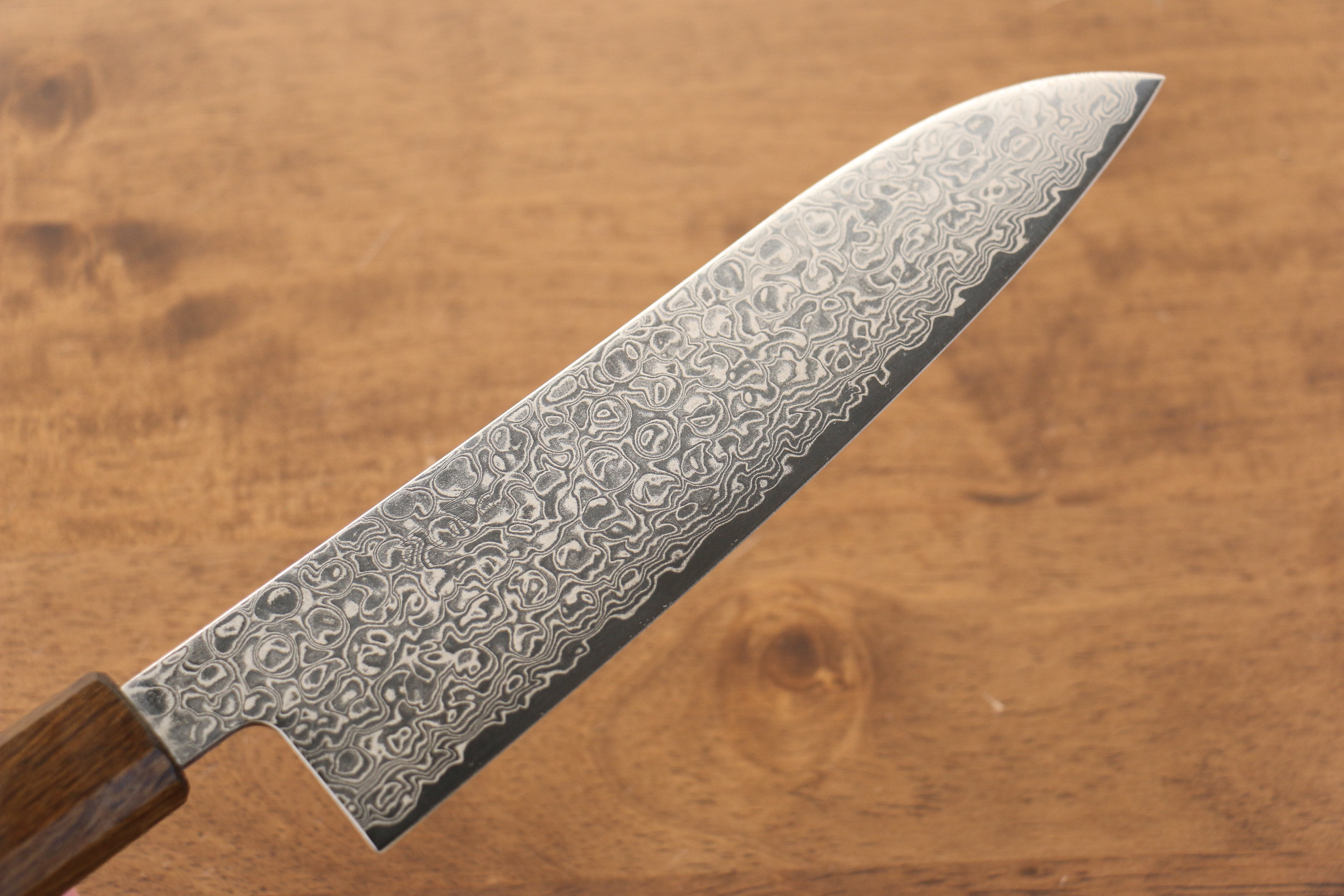 清助 ZA-18 鏡面處理 大馬士革紋 三德刀 180mm 橡木 握把 - 清助刃物