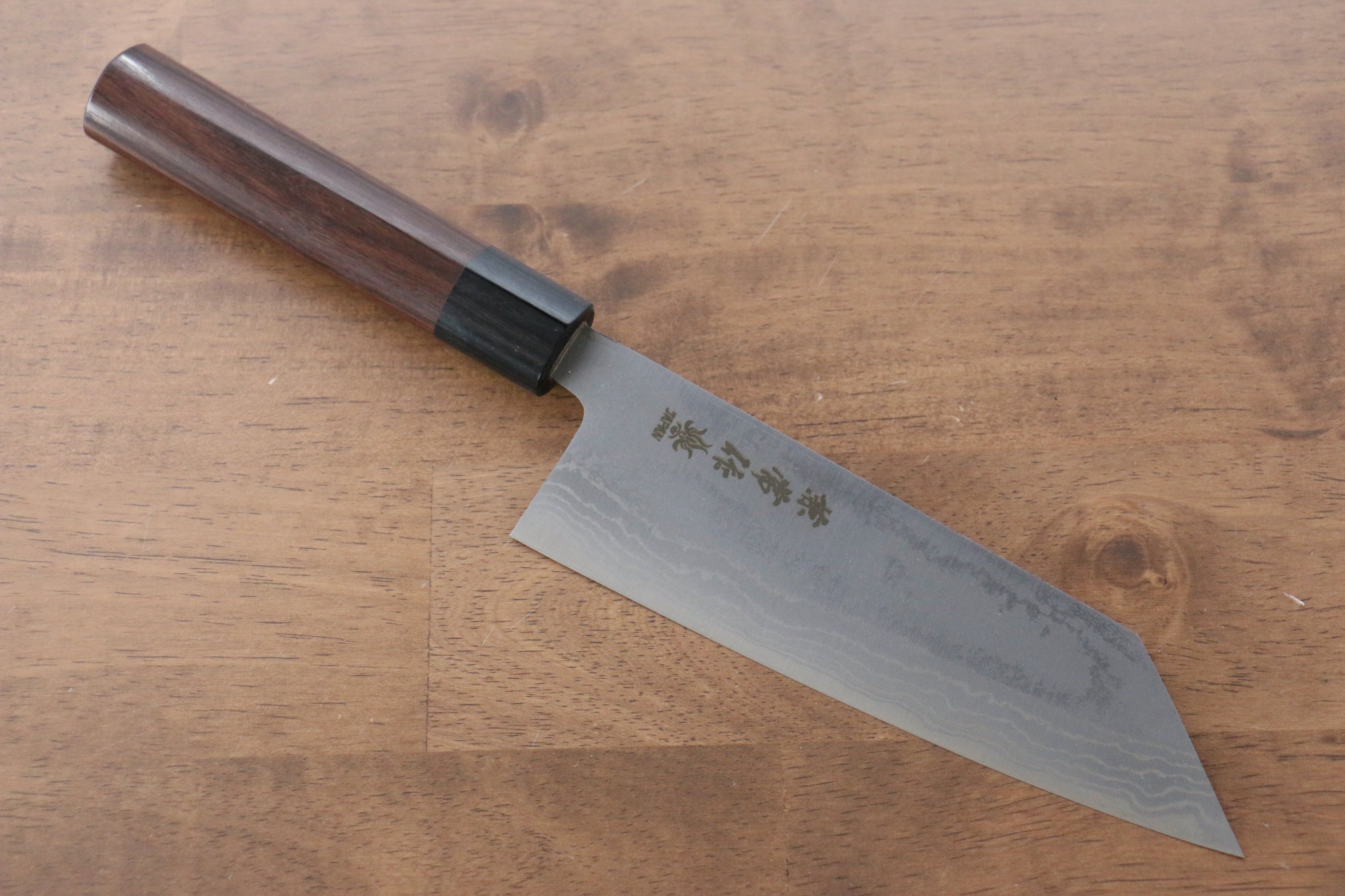兼常 青鋼二號 大馬士革紋 切付 170mm 紫檀木 握把 - 清助刃物