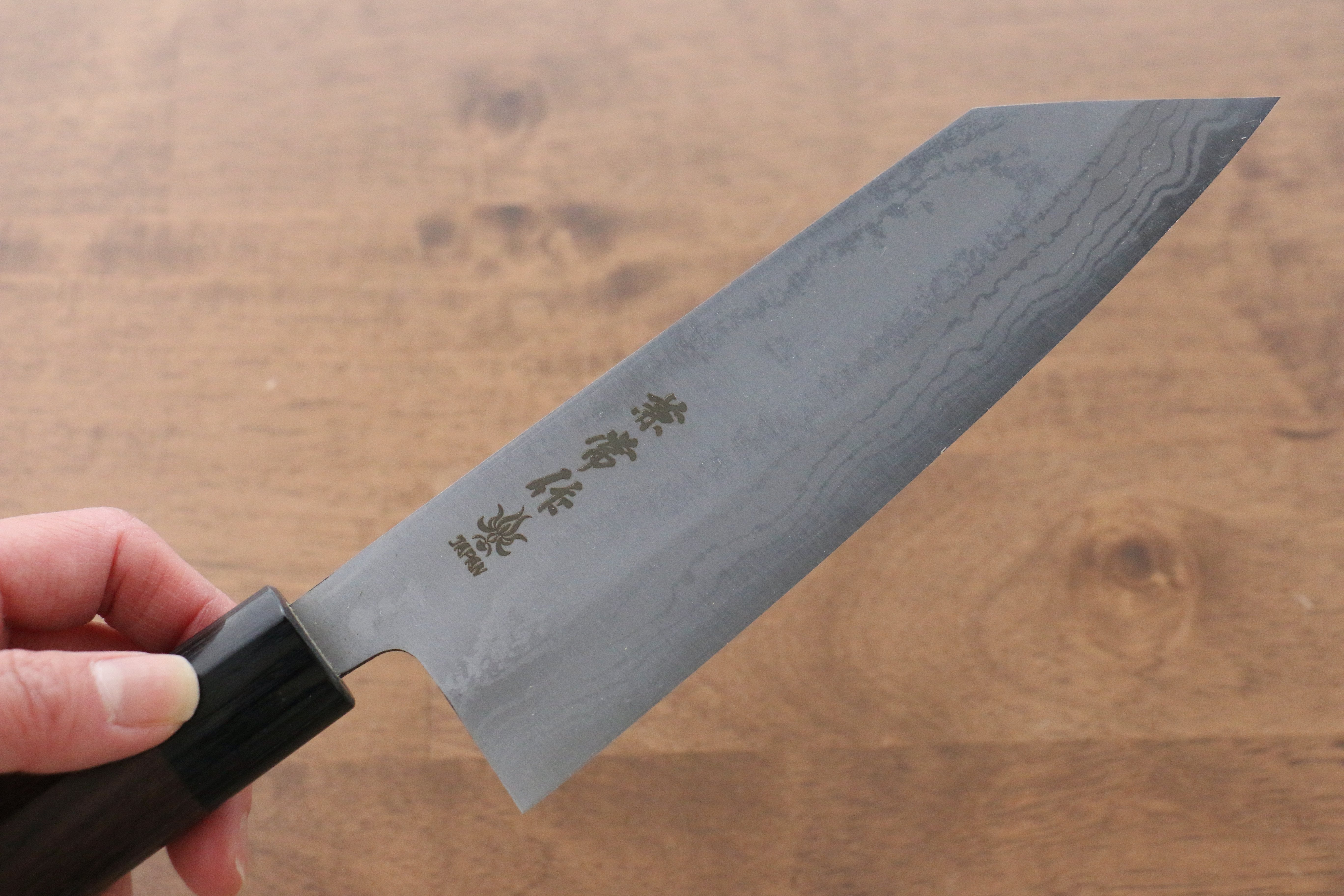 兼常 青鋼二號 大馬士革紋 切付 170mm 紫檀木 握把 - 清助刃物