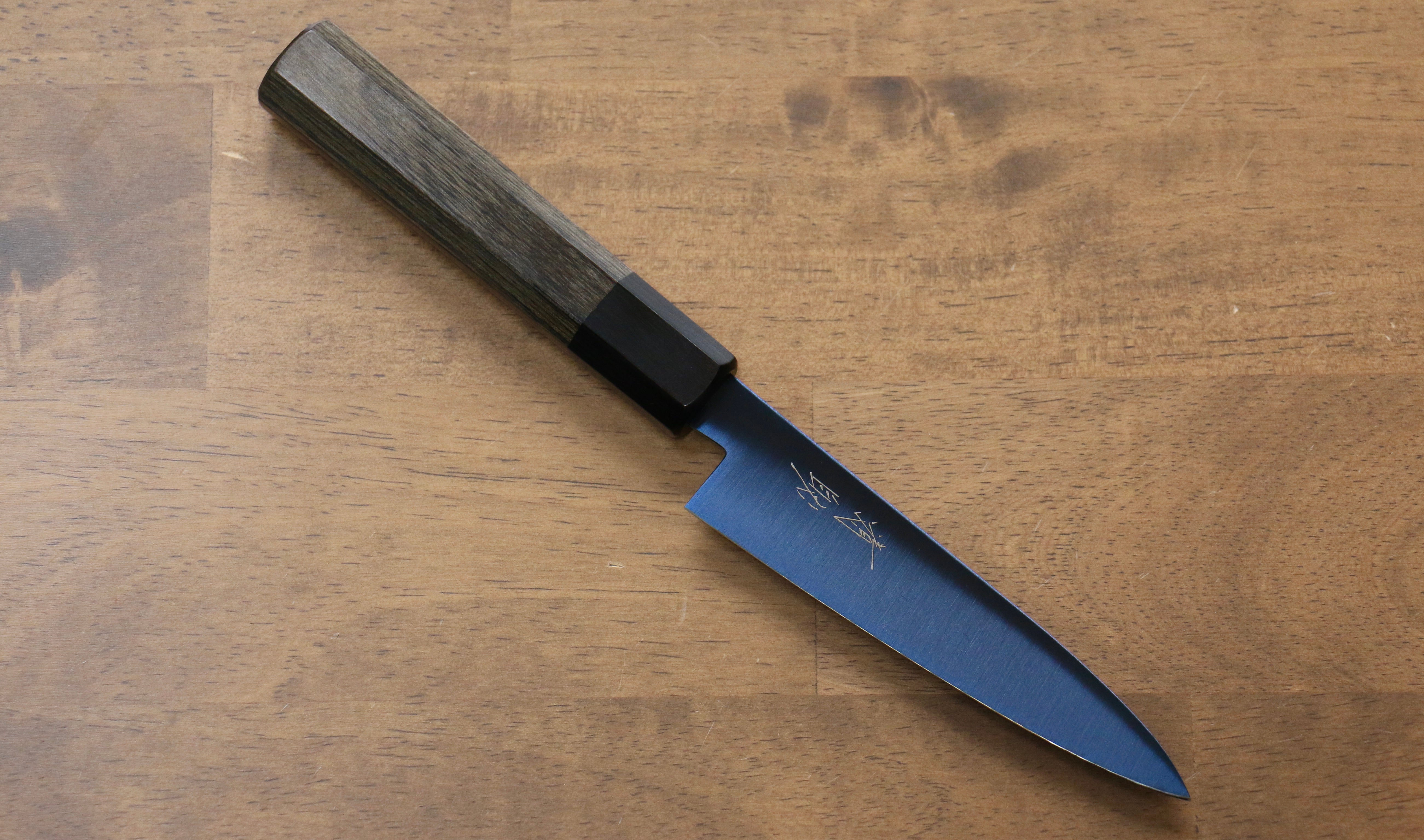 清助 SK-85鋼 離子鍍 打磨處理 多用途小刀 120mm 灰色合成木 握把 - 清助刃物