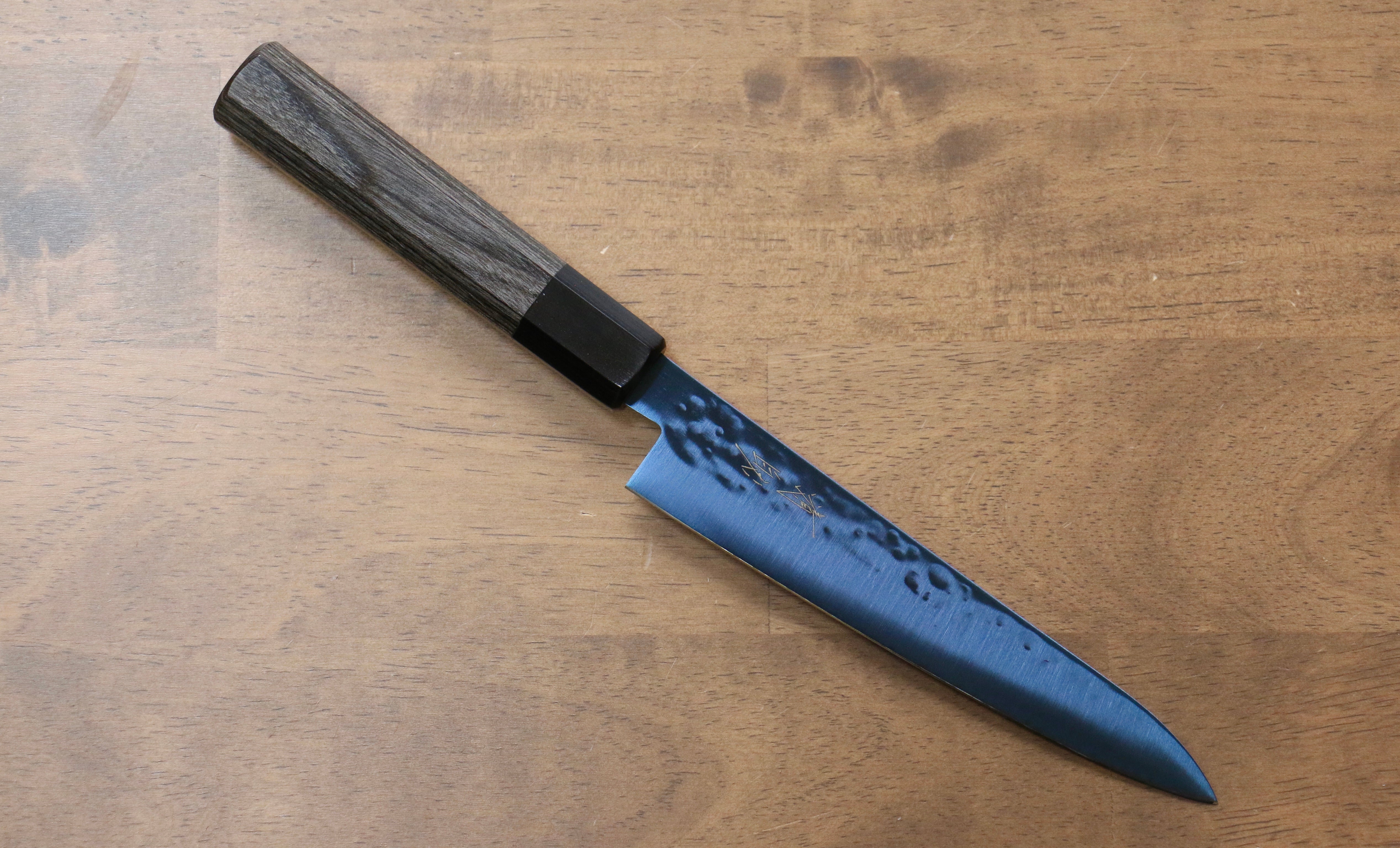 清助 SK-85鋼 離子鍍 鎚目 多用途小刀 150mm 灰色合成木 握把 - 清助刃物