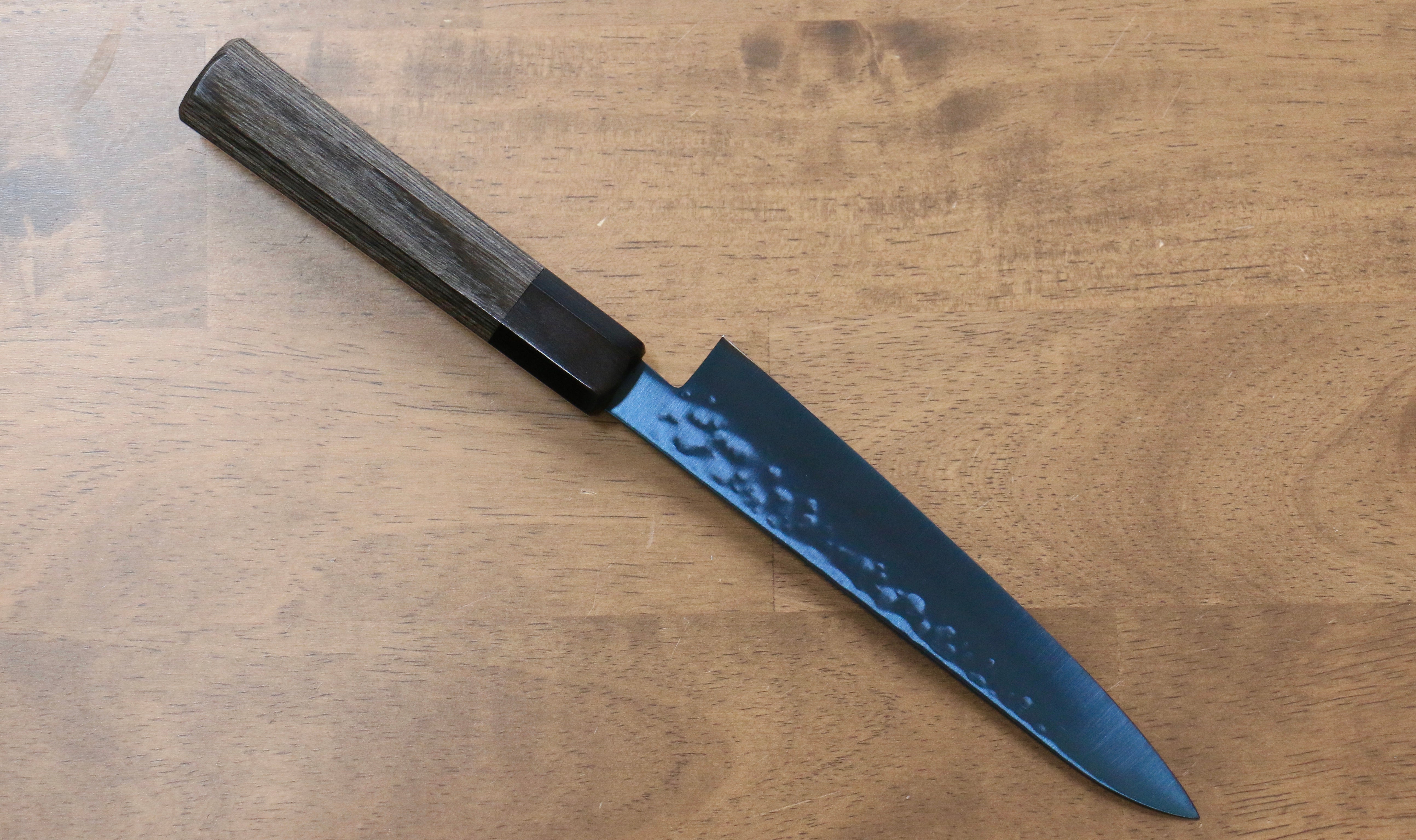 清助 SK-85鋼 離子鍍 鎚目 多用途小刀 150mm 灰色合成木 握把 - 清助刃物