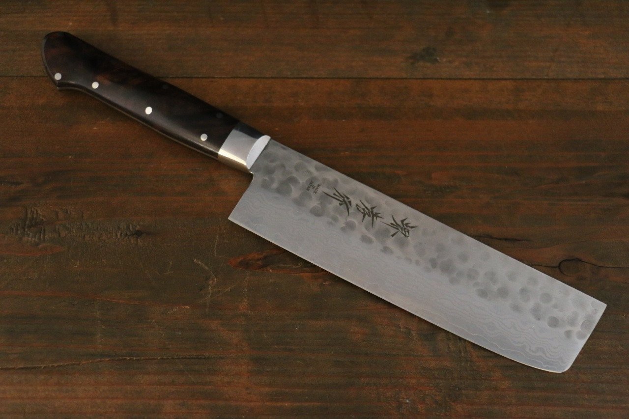 堺 孝行 VG10 17層大馬士革紋 菜切 160mm 沙漠鐵木(杉原型)握把 - 清助刃物