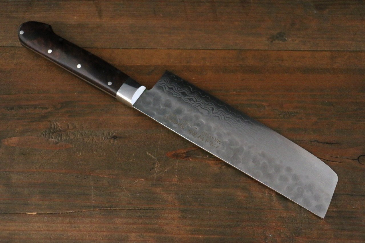 堺 孝行 VG10 17層大馬士革紋 菜切 160mm 沙漠鐵木(杉原型)握把 - 清助刃物