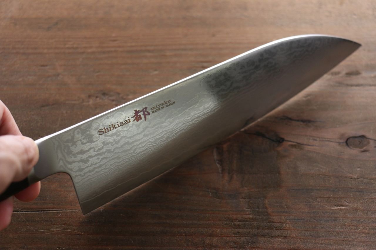 都 AUS8 33層大馬士革紋 三德刀 180mm - 清助刃物
