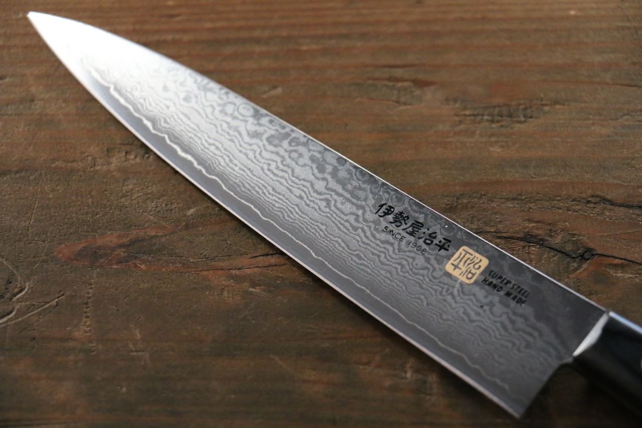 伊勢屋 VG10 大馬士革紋 多用途小刀 150mm 黑合成木握把 - 清助刃物