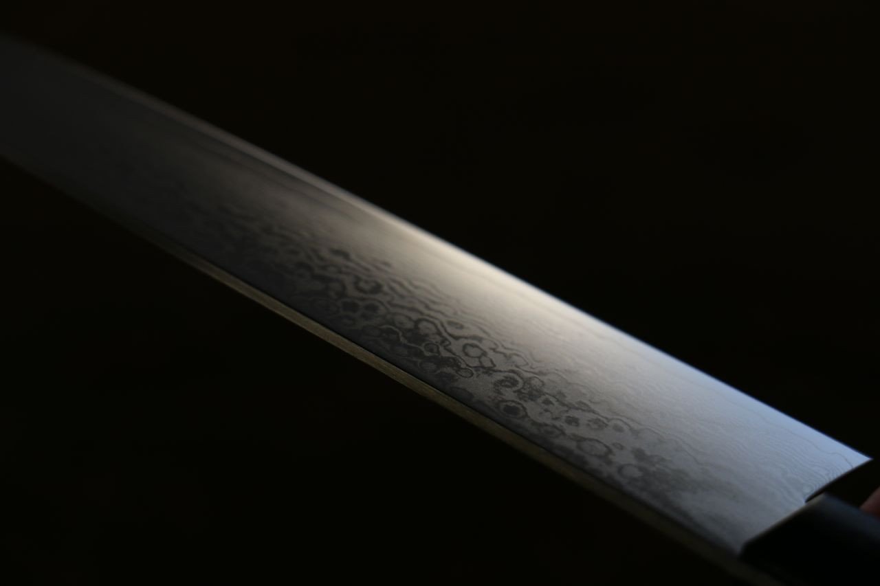伊勢屋 VG10 大馬士革紋 多用途小刀 150mm 黑合成木握把 - 清助刃物