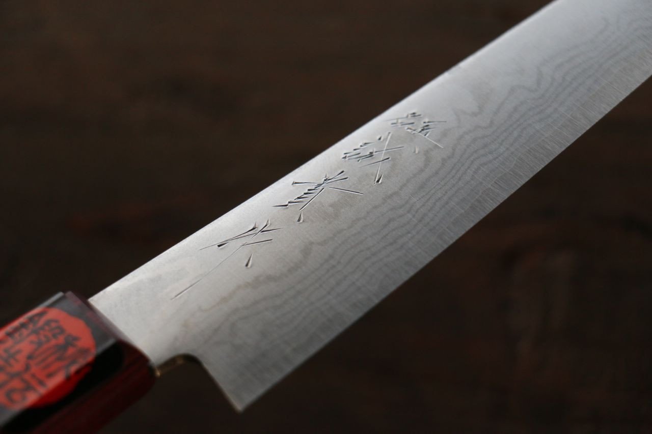 田中 誠貴 VG10 17層 大馬士革紋 多用途小刀 150mm 紅合成木 握把 - 清助刃物