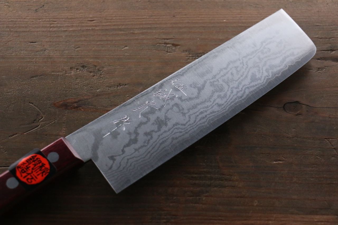 田中 誠貴 VG10 17層 大馬士革紋 菜切 160mm 紅合成木 握把 - 清助刃物