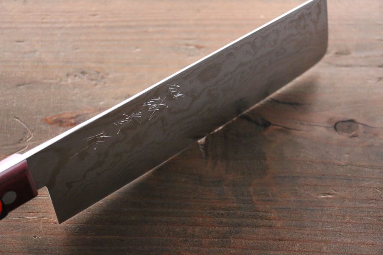 田中 誠貴 VG10 17層 大馬士革紋 菜切 160mm 紅合成木 握把 - 清助刃物