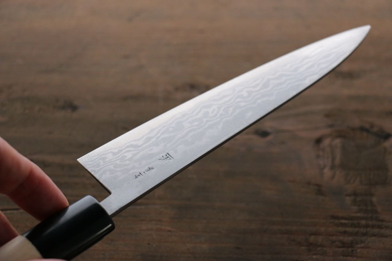 田中 誠貴 青鋼二號 17層大馬士革紋 大馬士革紋 多用途小刀 150mm 木蘭握把 - 清助刃物