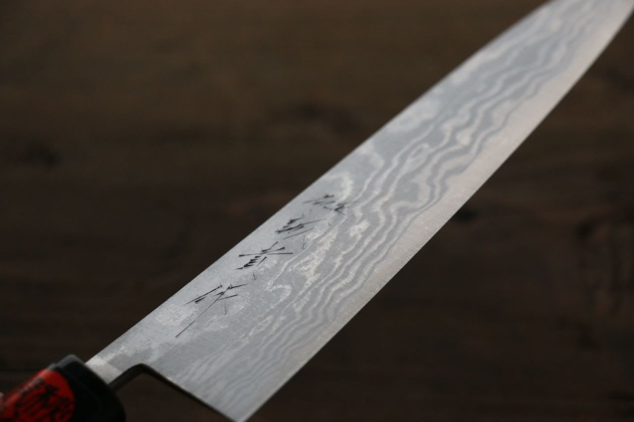 田中 誠貴 青鋼二號 17層大馬士革紋 大馬士革紋 多用途小刀 150mm 木蘭握把 - 清助刃物