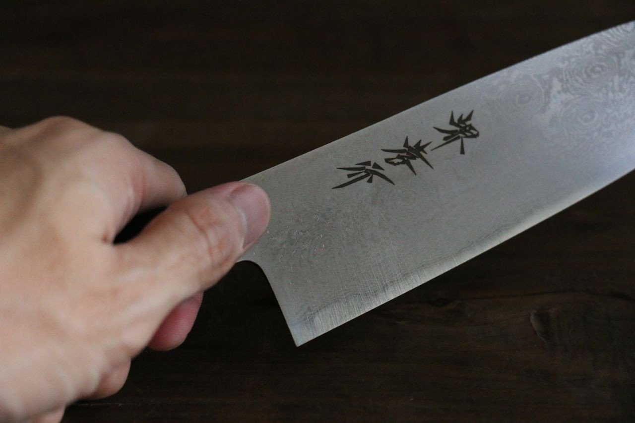 堺 孝行 銀三鋼 大馬士革紋 三德刀 180mm 握把 - 清助刃物