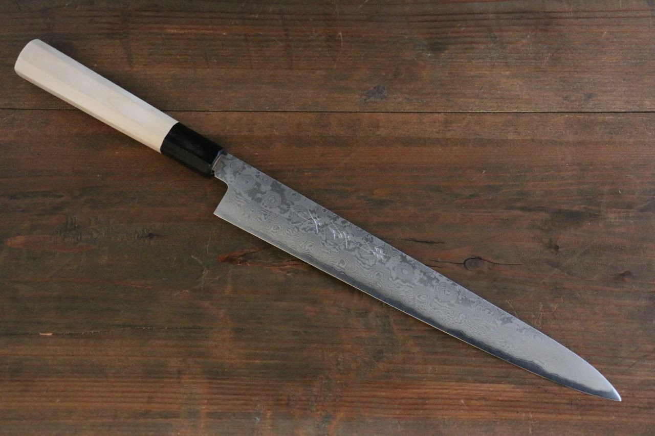 堺 孝行 銀三鋼 大馬士革紋 筋引 240mm 握把 - 清助刃物