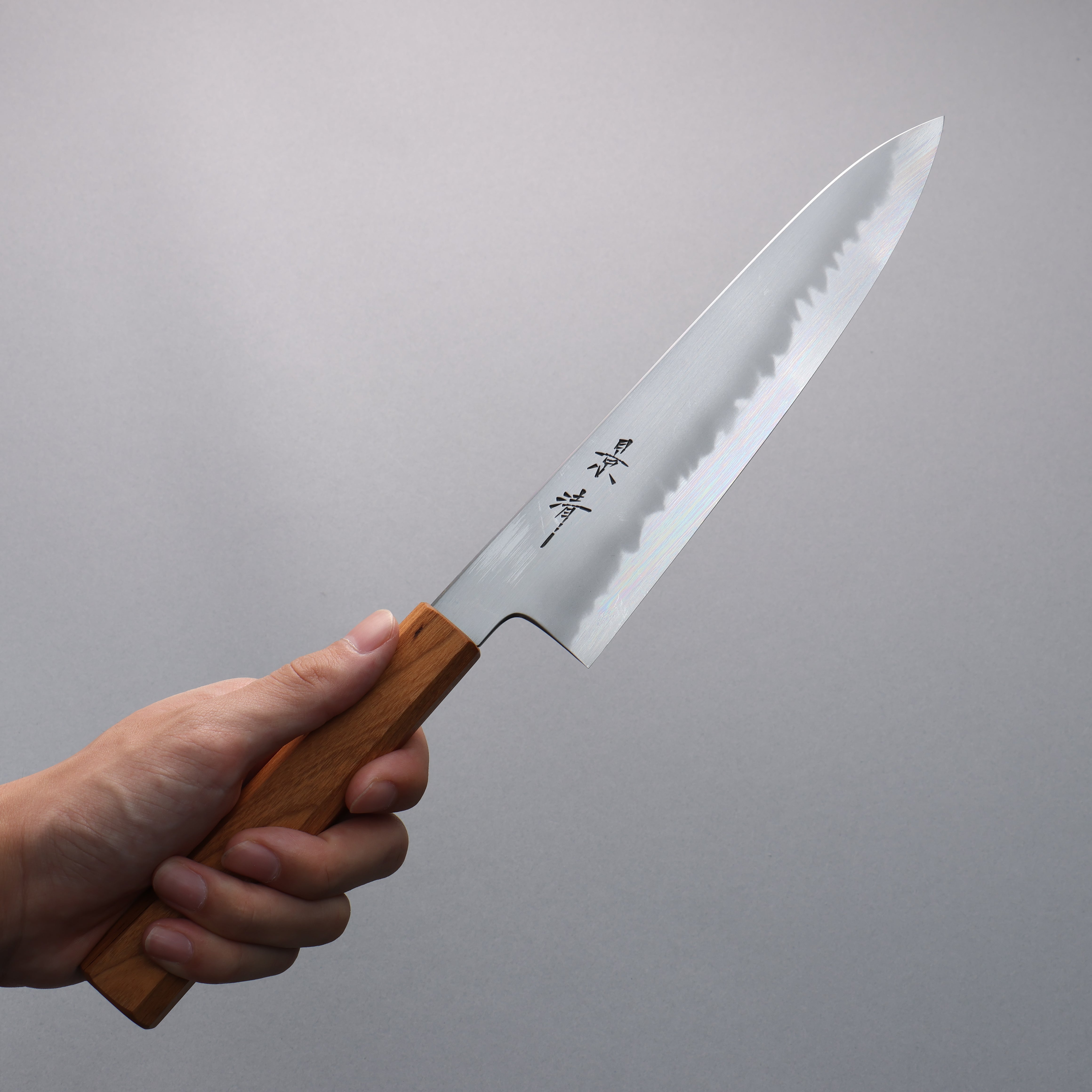 景清 極上 白鋼二號 牛刀 210mm 櫻桃木 握把 附刀鞘 - 清助刃物