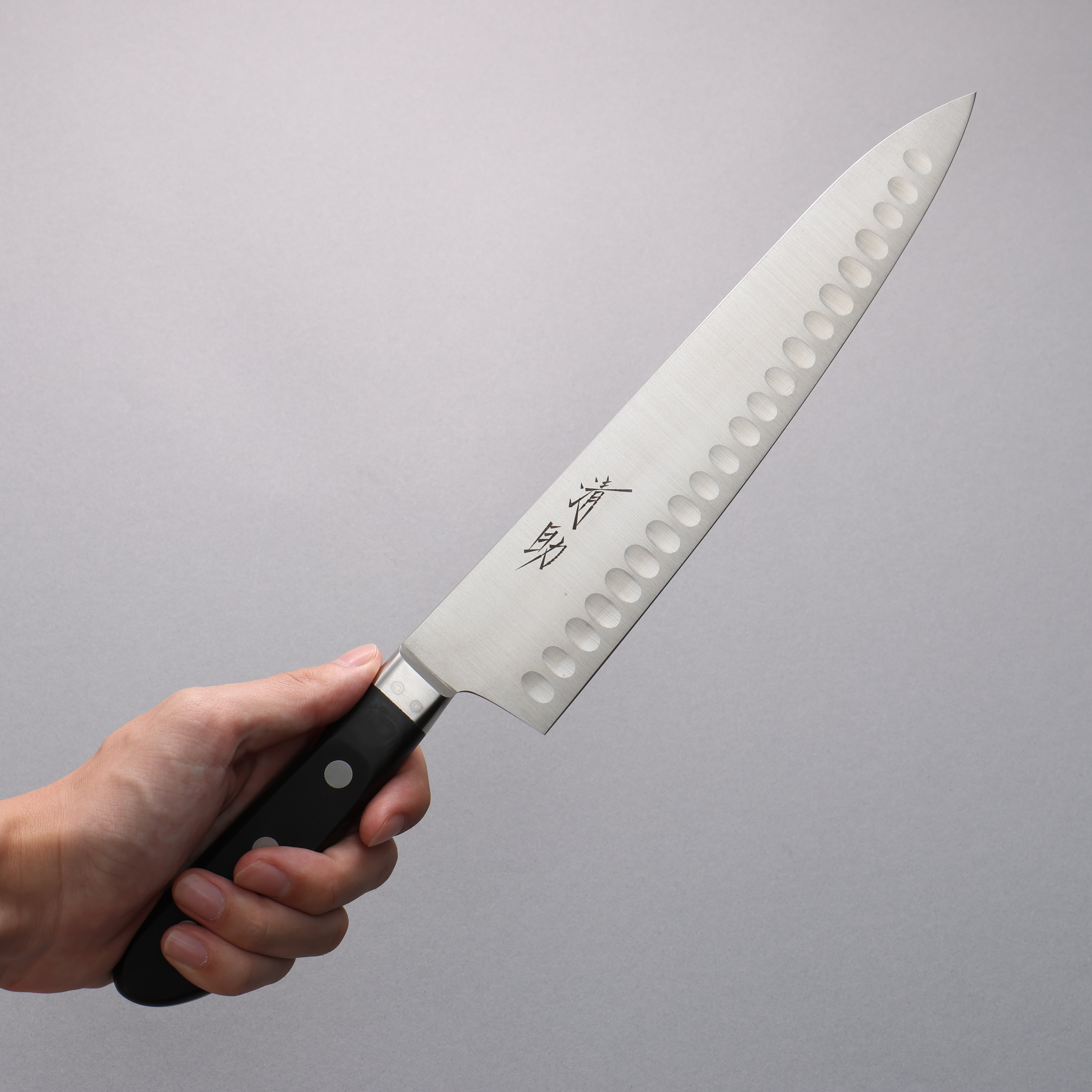 清助 瑞典鋼 牛刀鮭魚刀型 240mm 黑合成木 握把 - 清助刃物