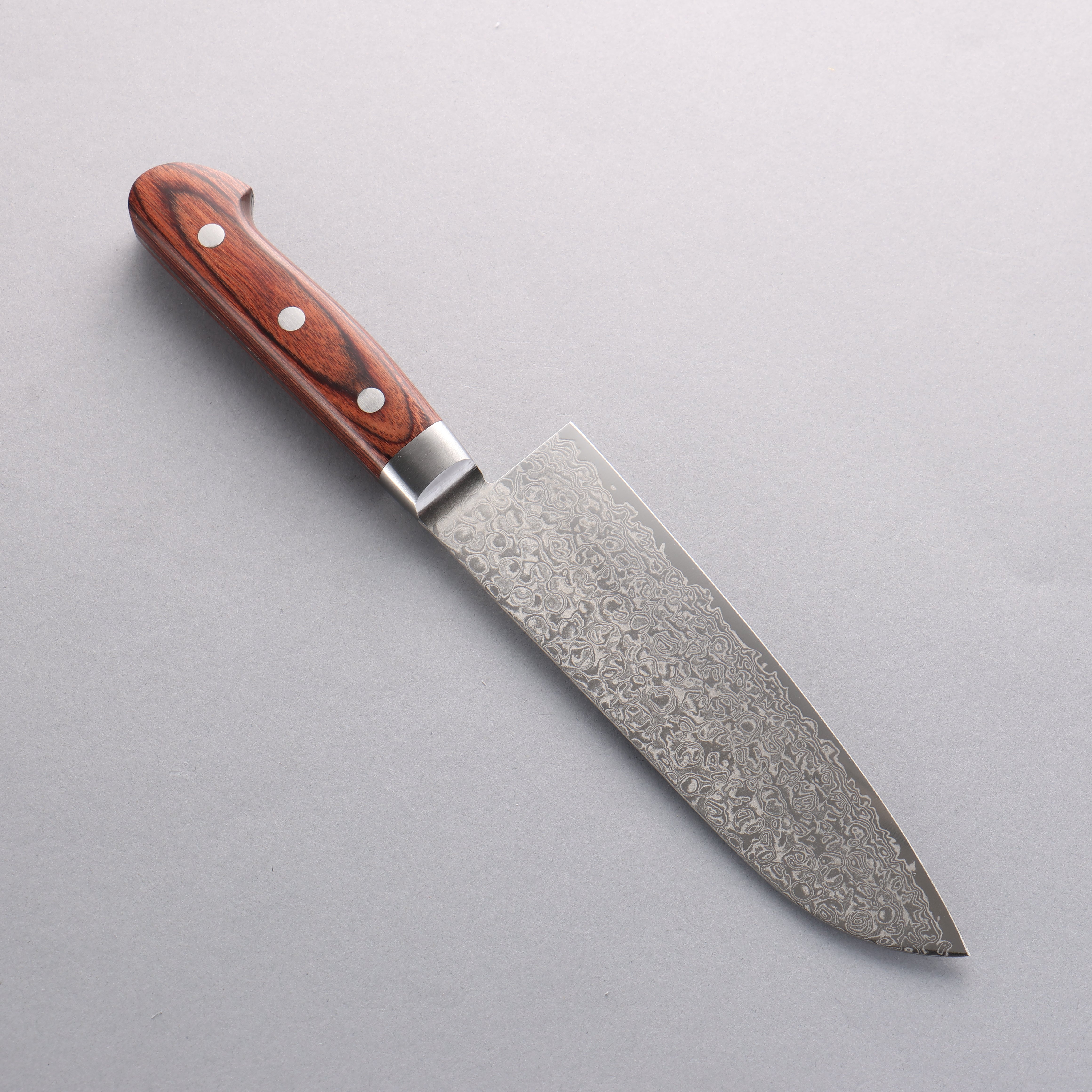 清助 木星 ZA-18 鏡面處理 大馬士革紋 三德刀 170mm 茶色合成木 握把 - 清助刃物