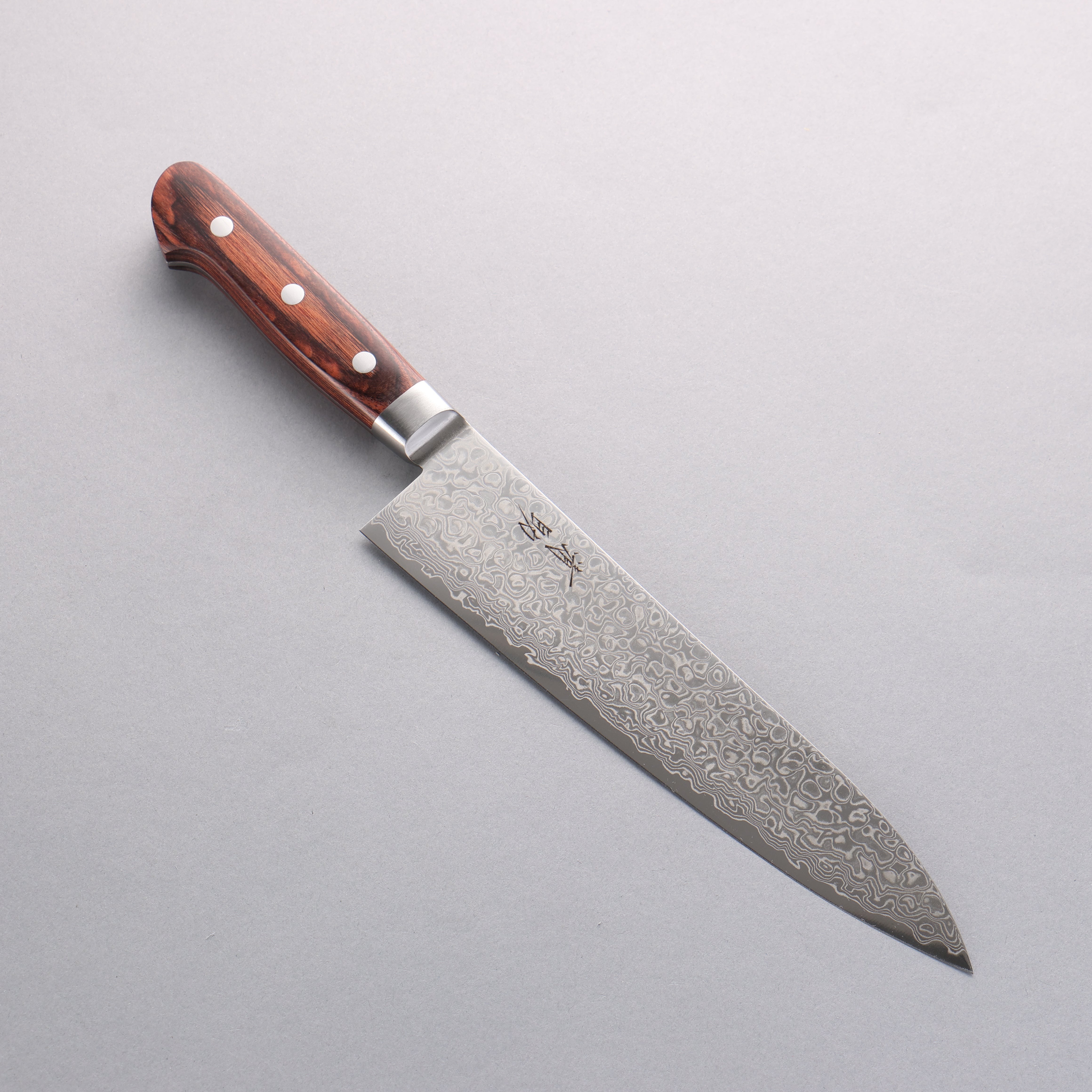 清助 木星 ZA-18 鏡面處理 大馬士革紋 牛刀 210mm 茶色合成木 握把 - 清助刃物