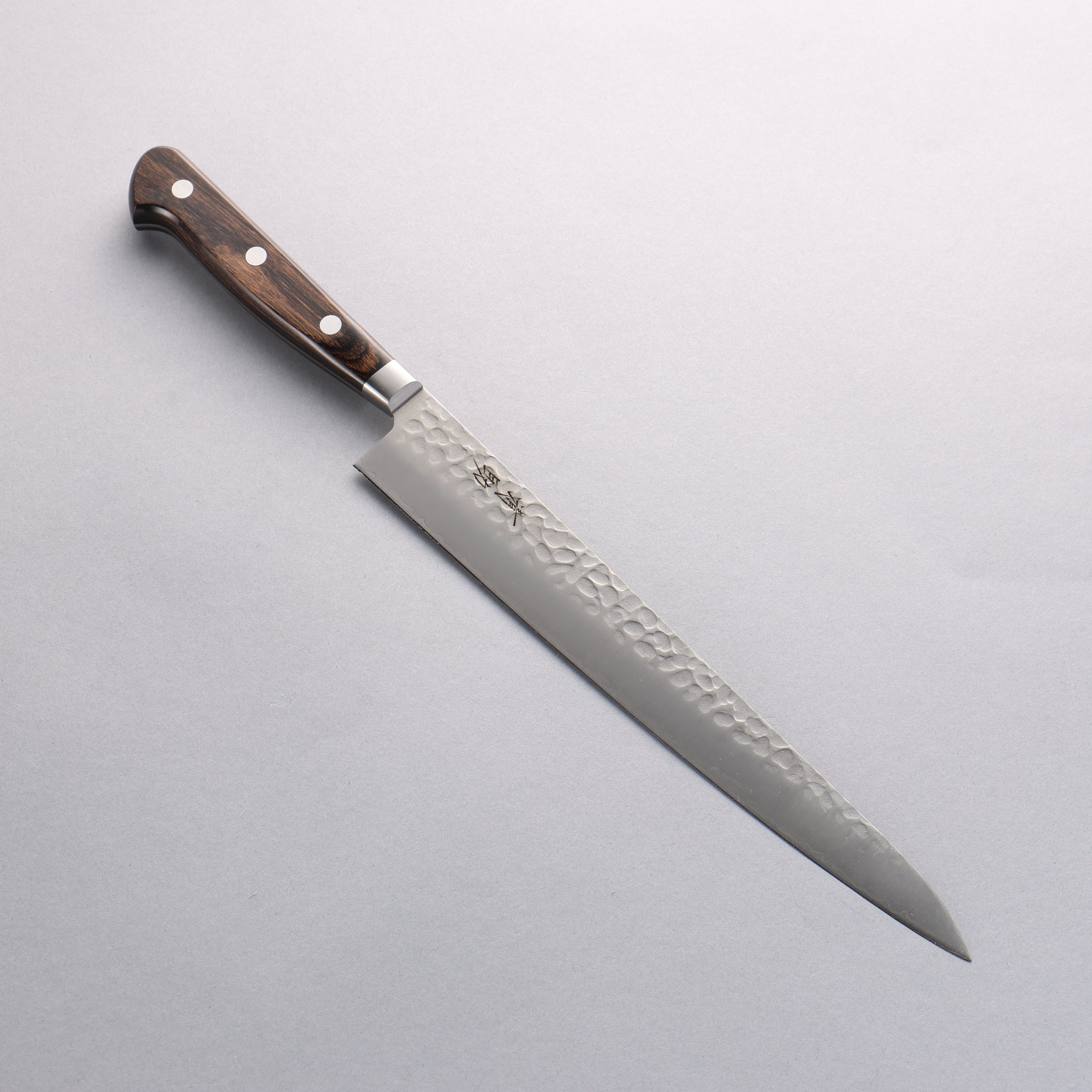 清助 AUS8 鎚目 筋引 240mm 茶色合成木 握把 - 清助刃物