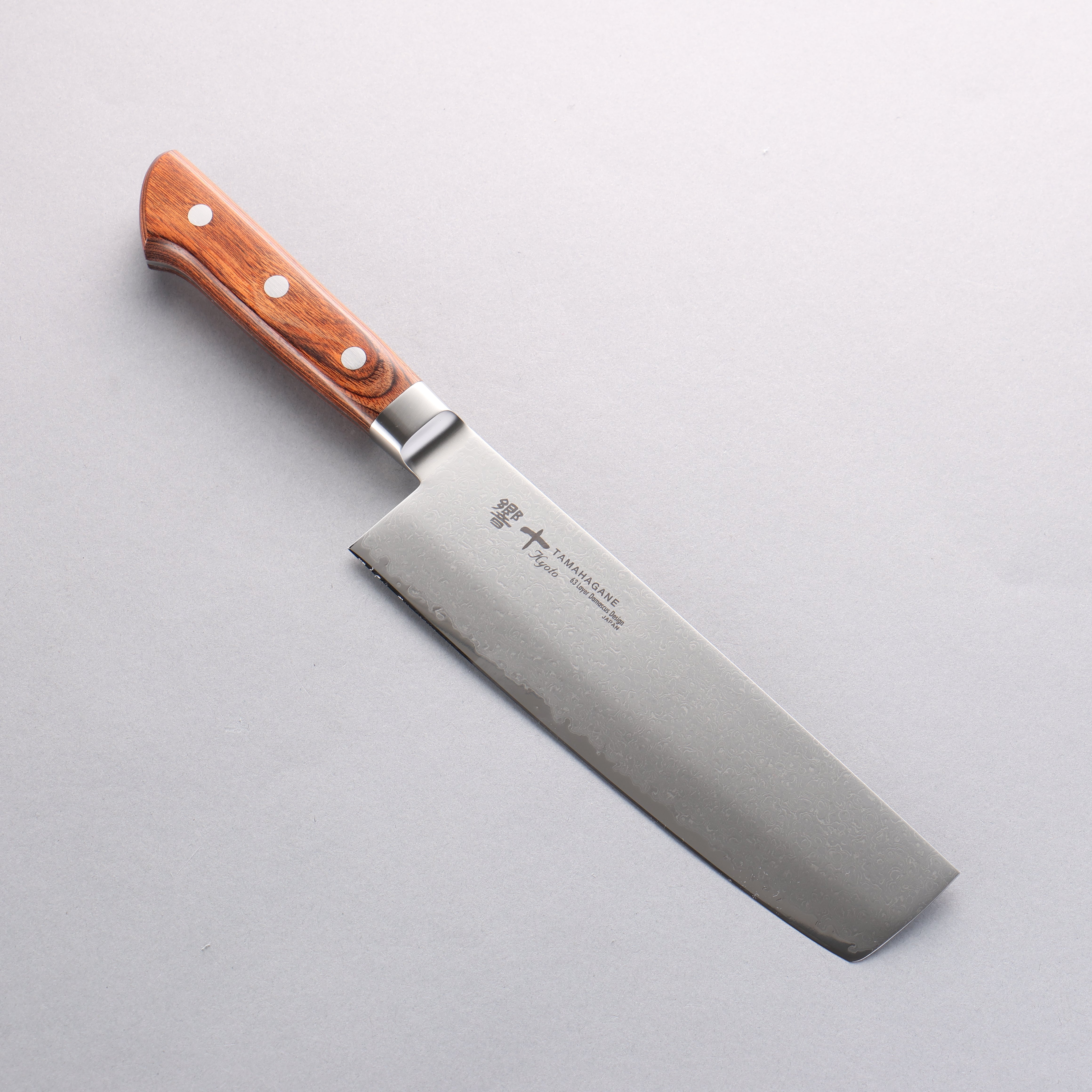 玉鋼 響十 63層 大馬士革紋 菜切 180mm KP-1165 - 清助刃物