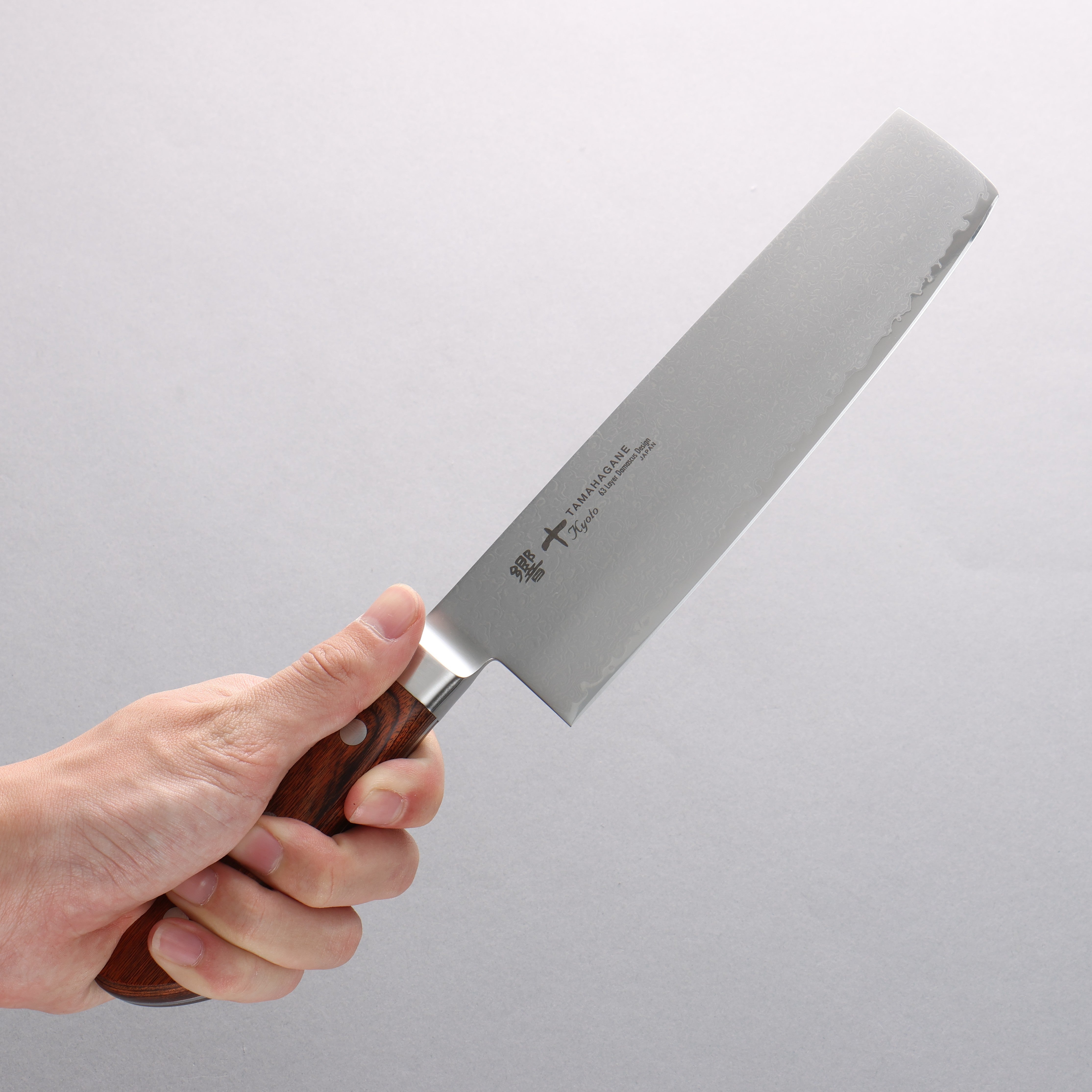 玉鋼 響十 63層 大馬士革紋 菜切 180mm KP-1165 - 清助刃物