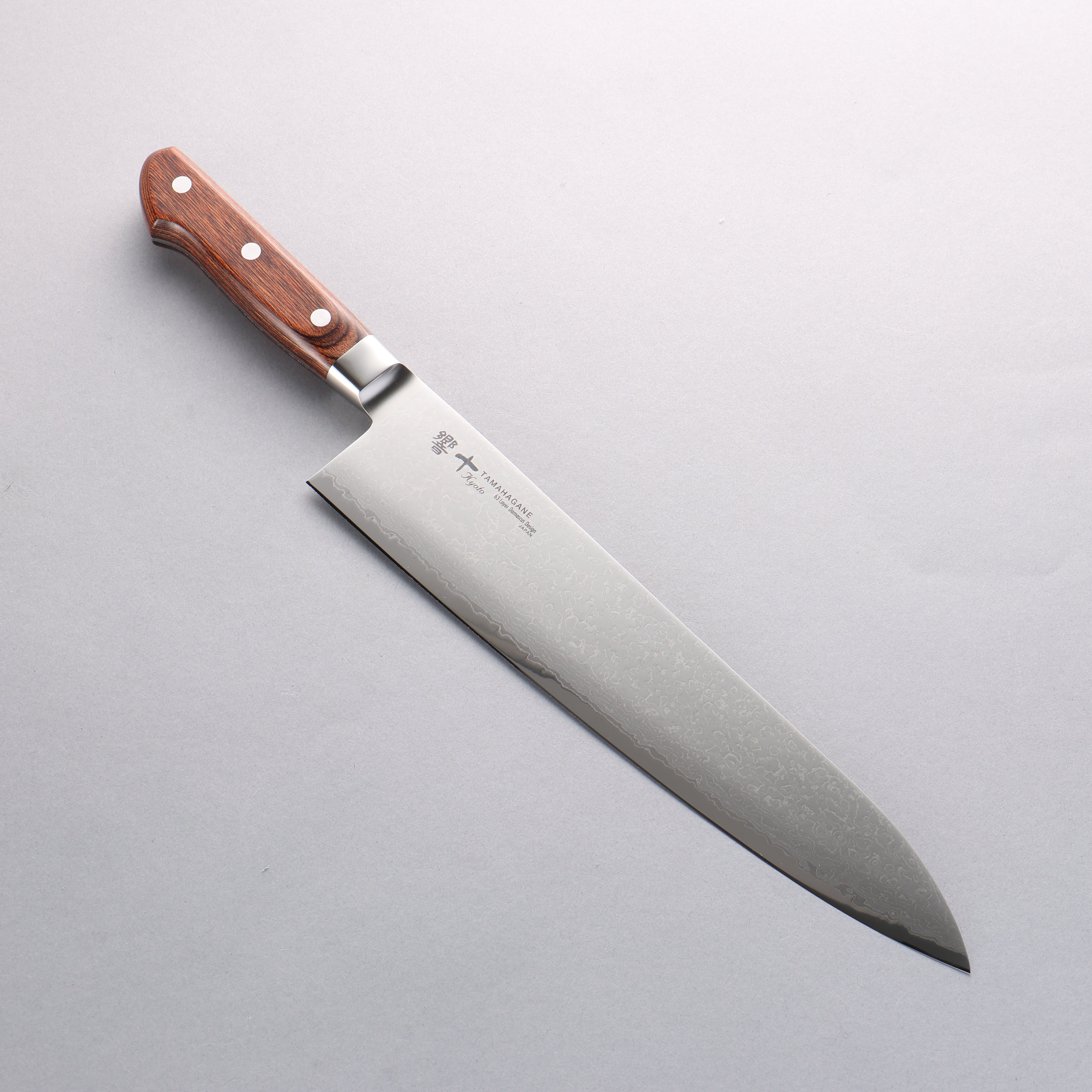 玉鋼 響十 63層 大馬士革紋 牛刀 270mm KP-1103 - 清助刃物
