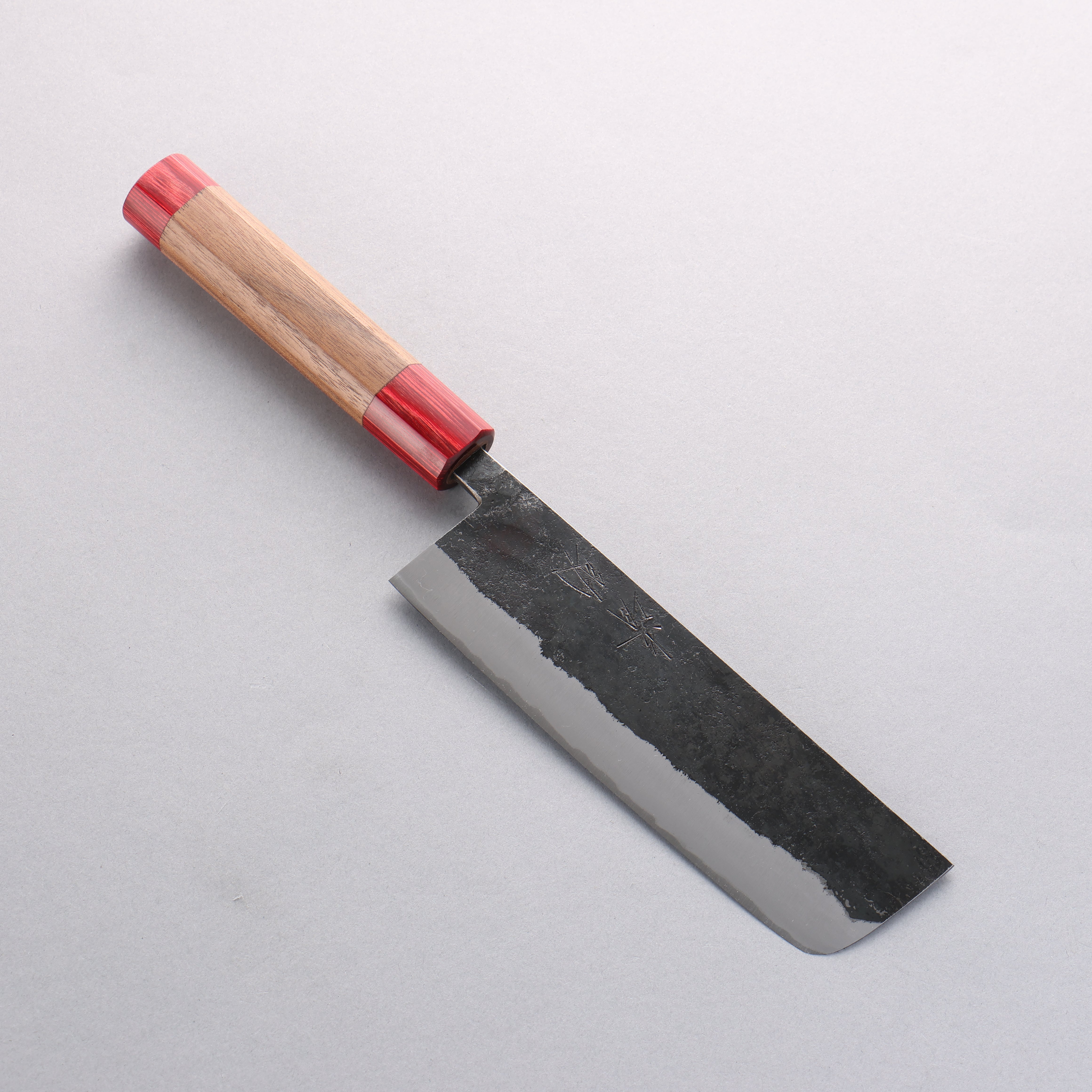 清助 Kurumi 青鋼 黑打 薄刃 165mm 核桃木（兩側帶紅色環型設計） 握把 - 清助刃物