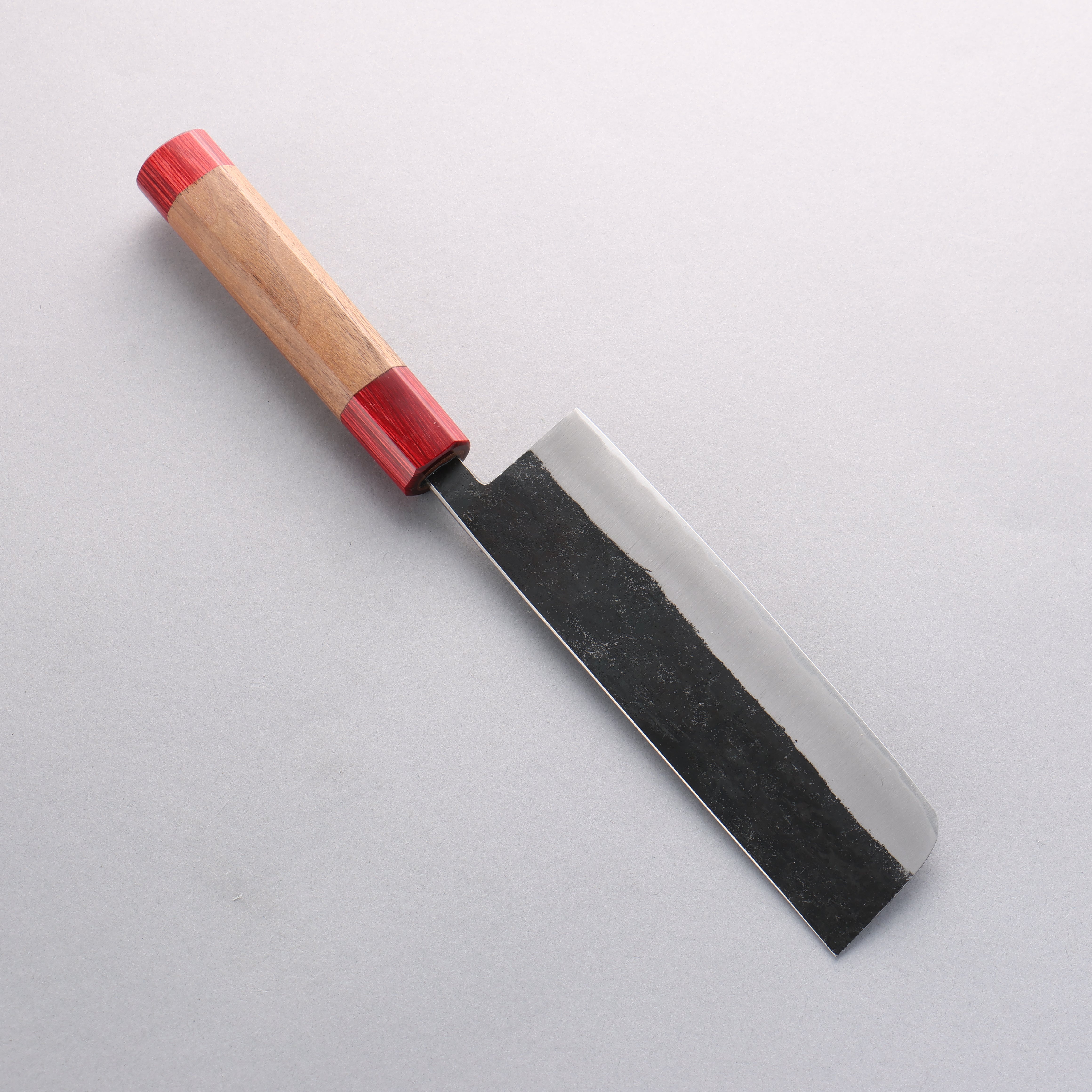 清助 Kurumi 青鋼 黑打 薄刃 165mm 核桃木（兩側帶紅色環型設計） 握把 - 清助刃物