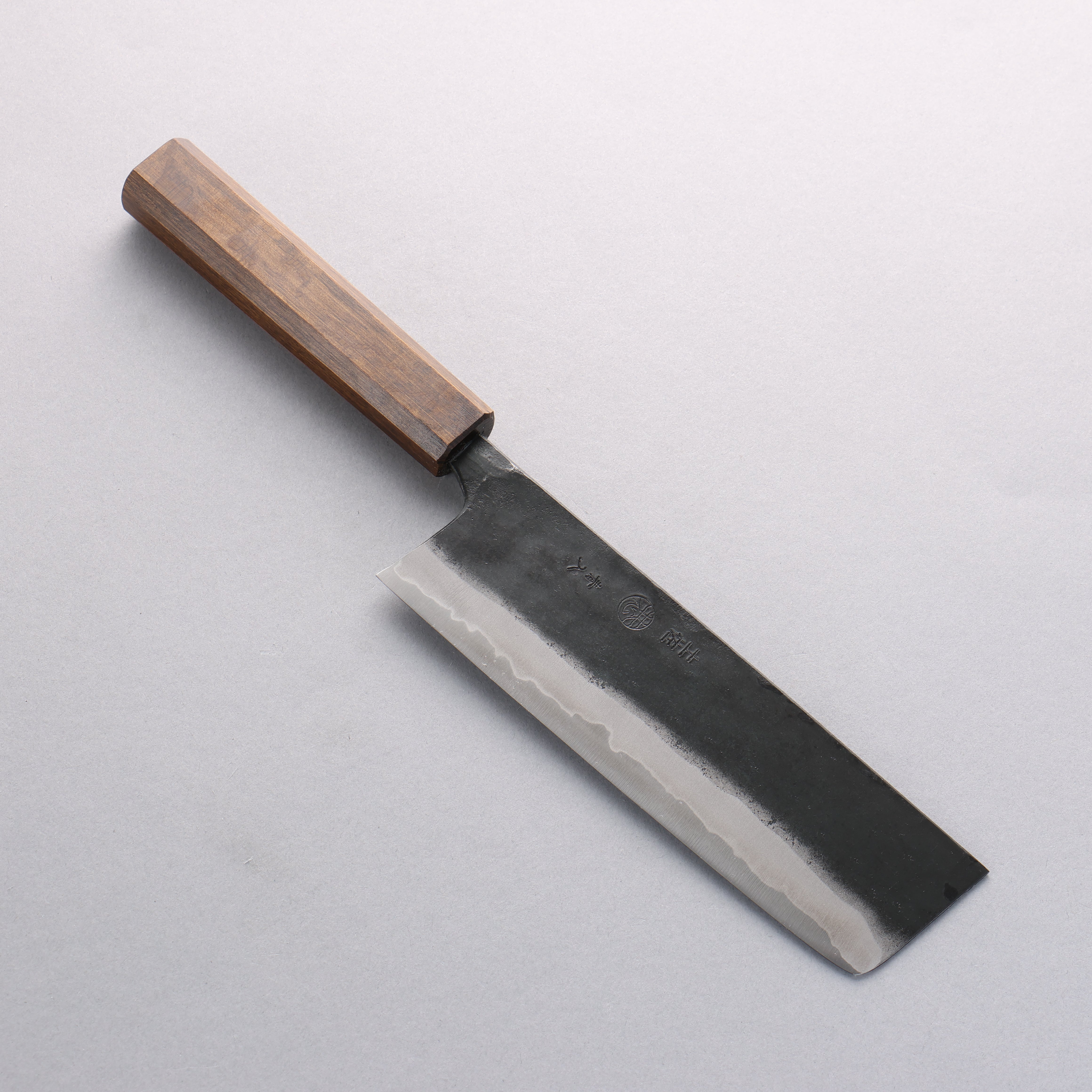 進藤 恭平 青鋼 黑打 菜切 170mm 櫟木漆塗 握把 - 清助刃物