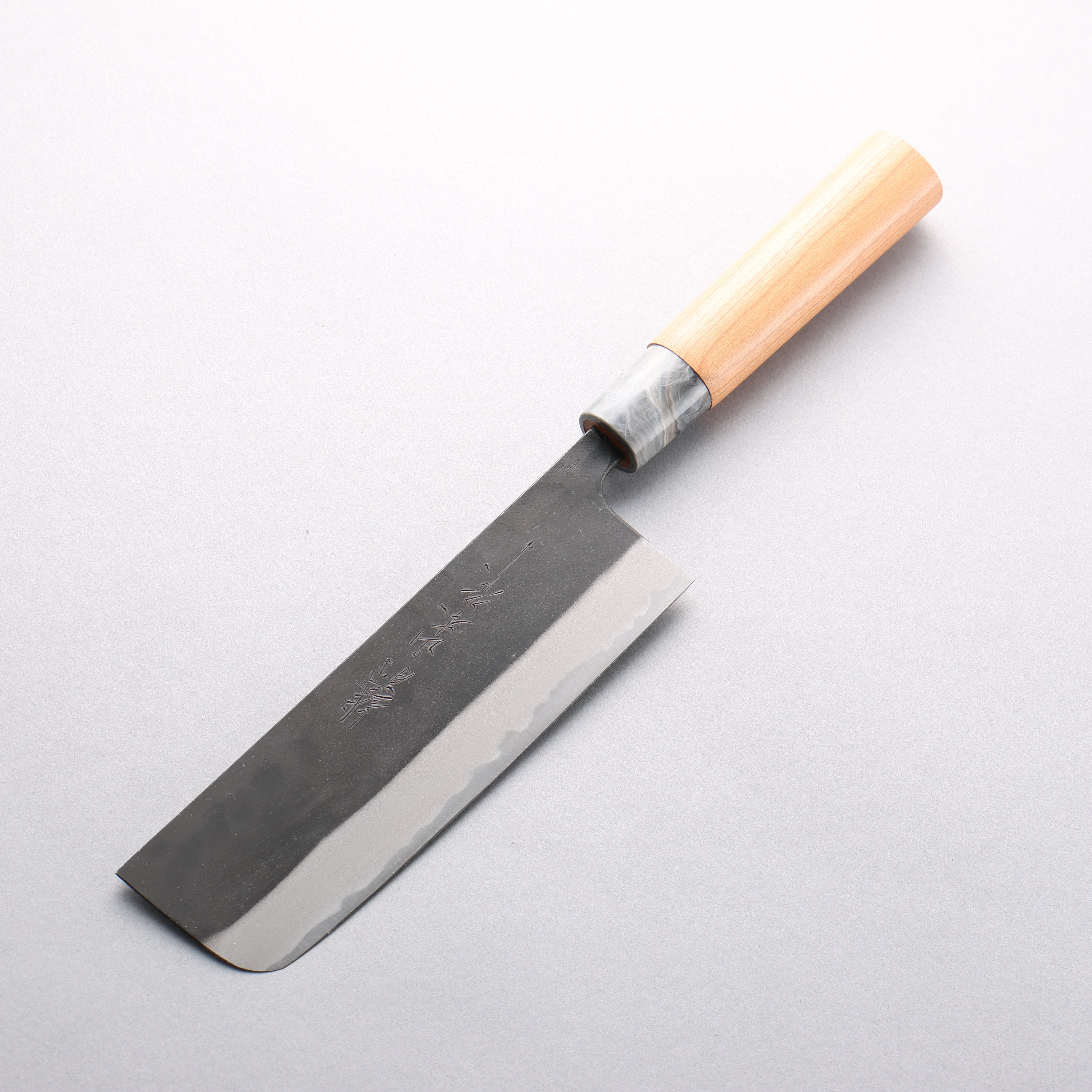 山本 直 白鋼二號 黑打 菜切 165mm 櫻桃木 握把 - 清助刃物