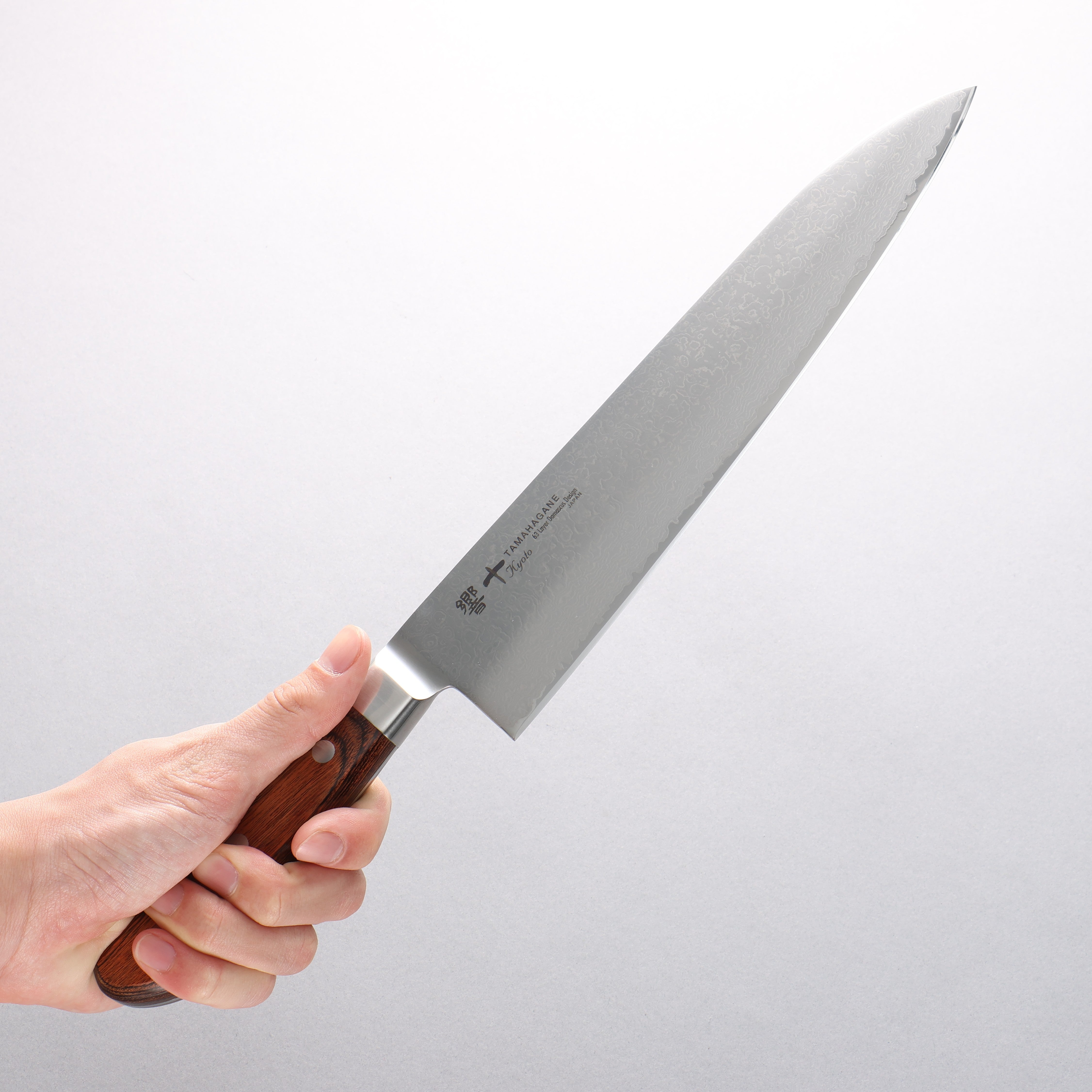玉鋼 響十 63層 大馬士革紋 牛刀 240mm KP-1104十 - 清助刃物
