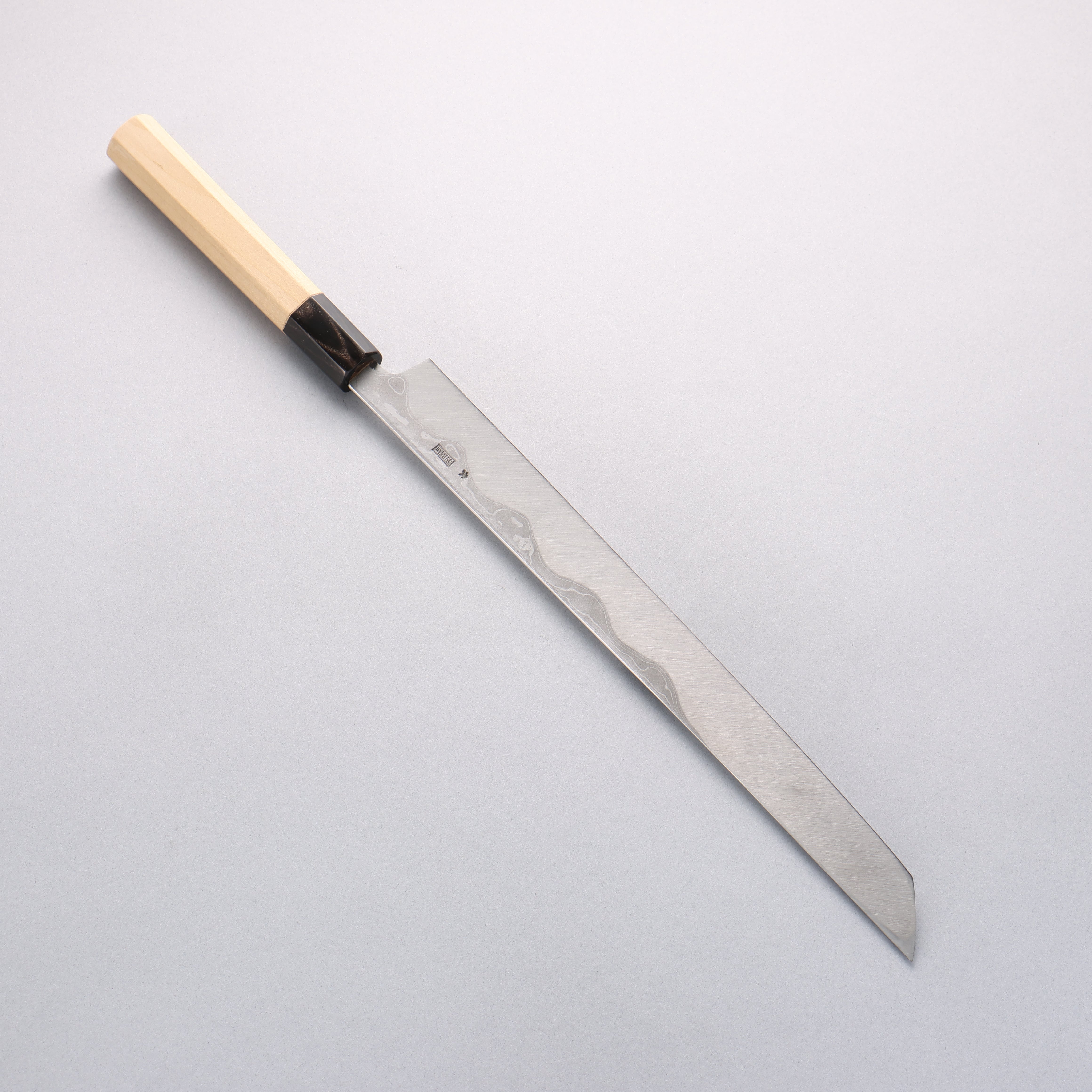 菊月 青鋼一號 大馬士革紋 先丸蛸引 300mm 木蘭握把 - 清助刃物