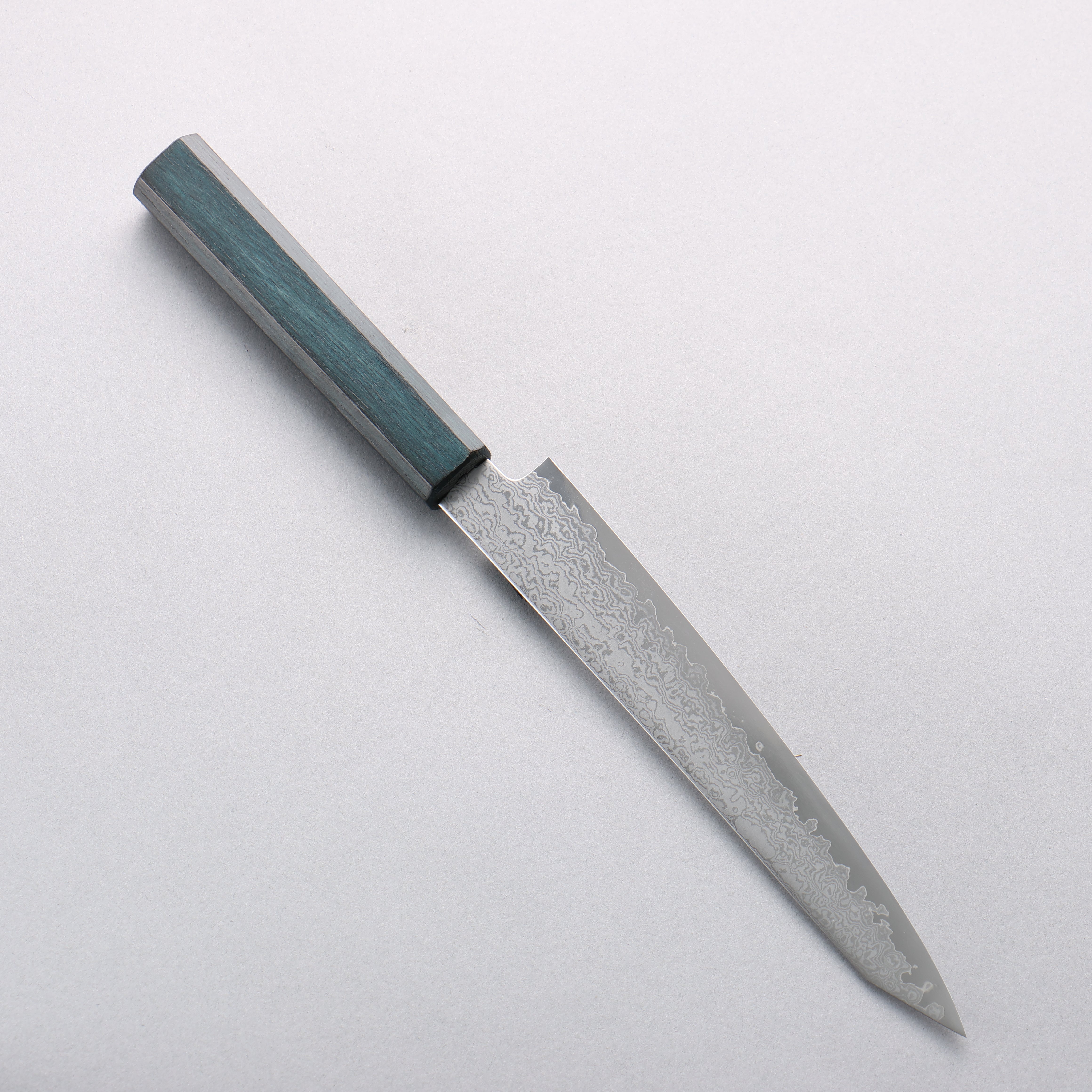 清助 VG10 大馬士革紋 切付多用途小刀 180mm 橡木（靛藍染色） 握把 - 清助刃物