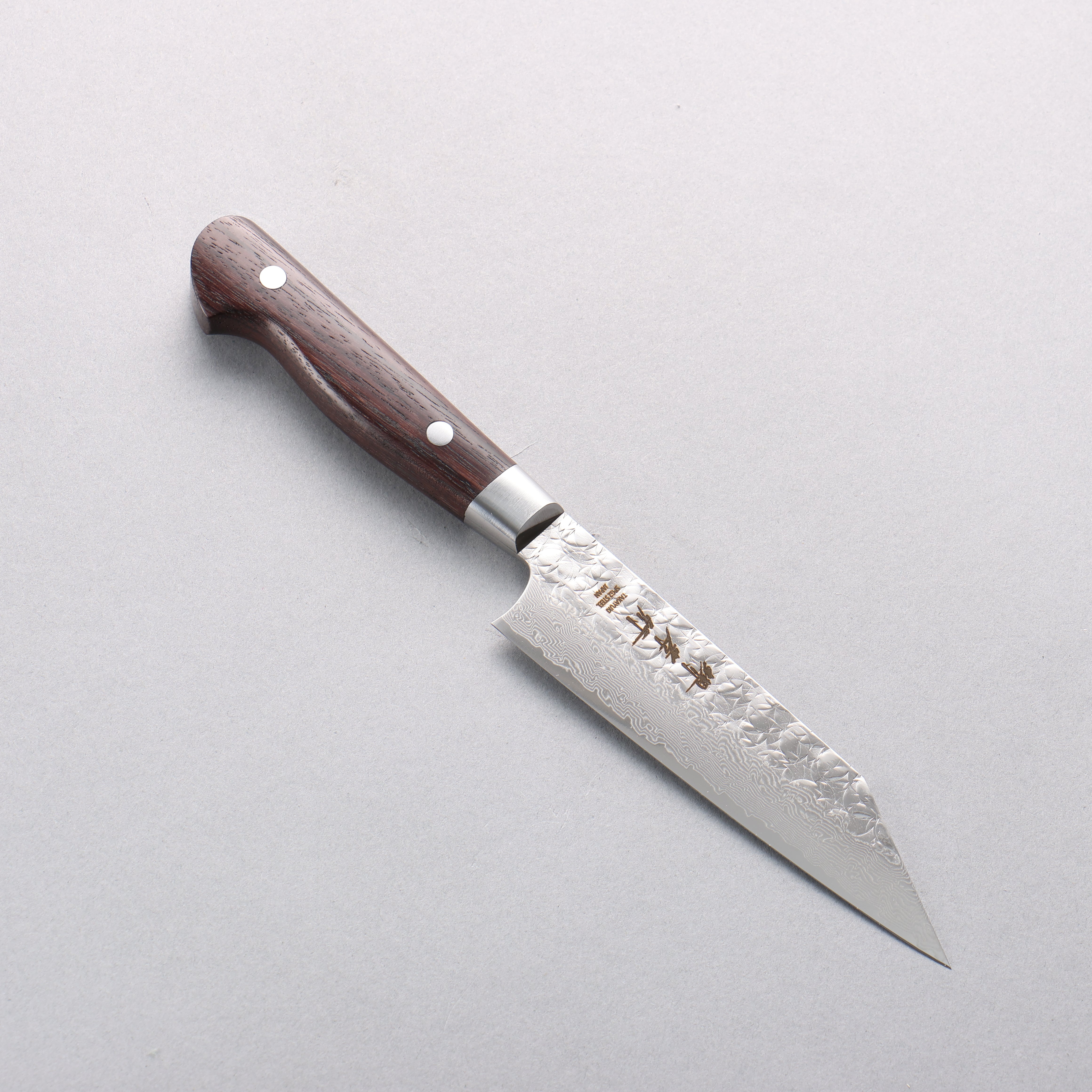 堺 孝行 SG2 鎚目 大馬士革紋 打磨處理 劍型多用途小刀 120mm 紫檀木 握把 - 清助刃物