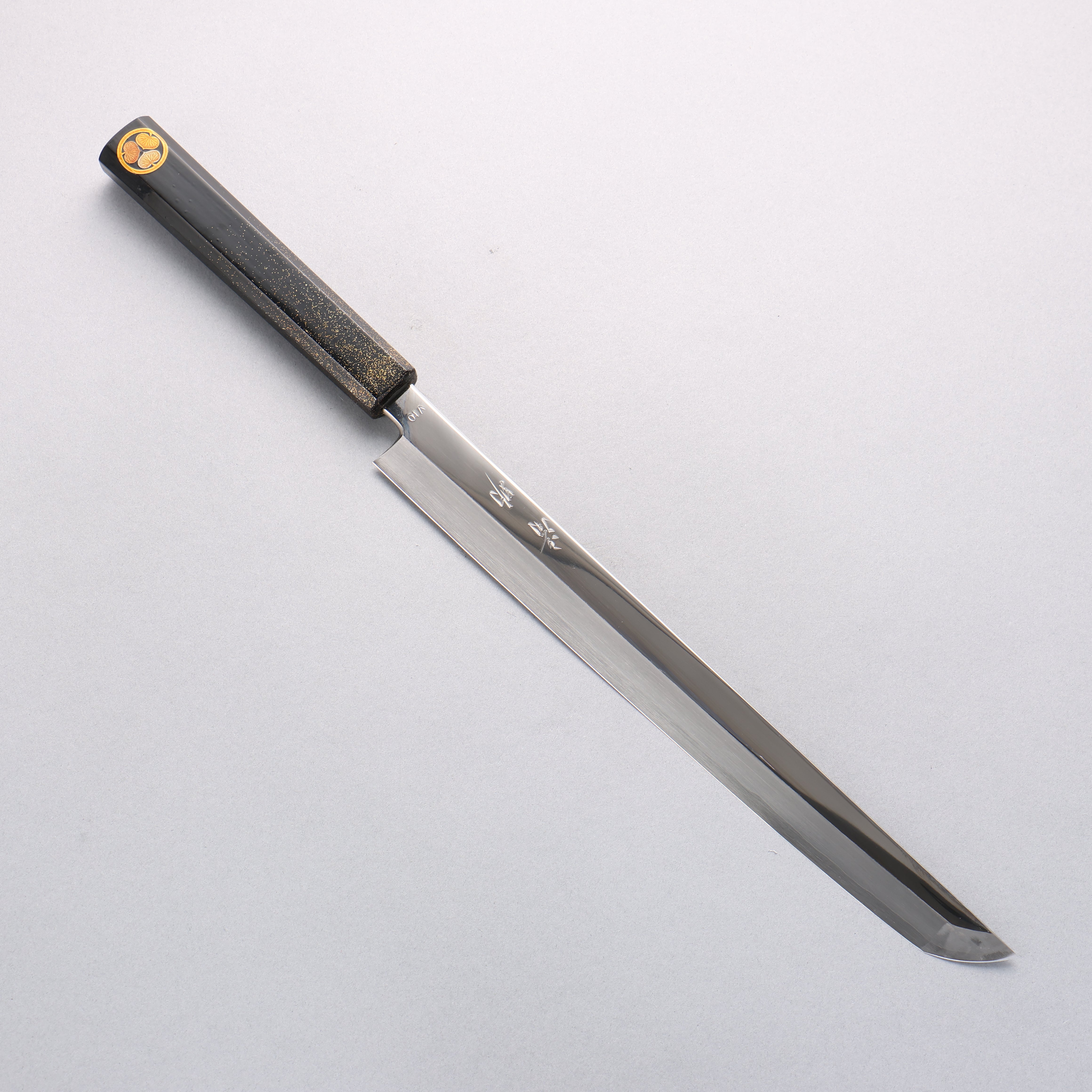 清助 VG10 先丸蛸引 270mm 櫟木漆塗（家紋） 握把 - 清助刃物