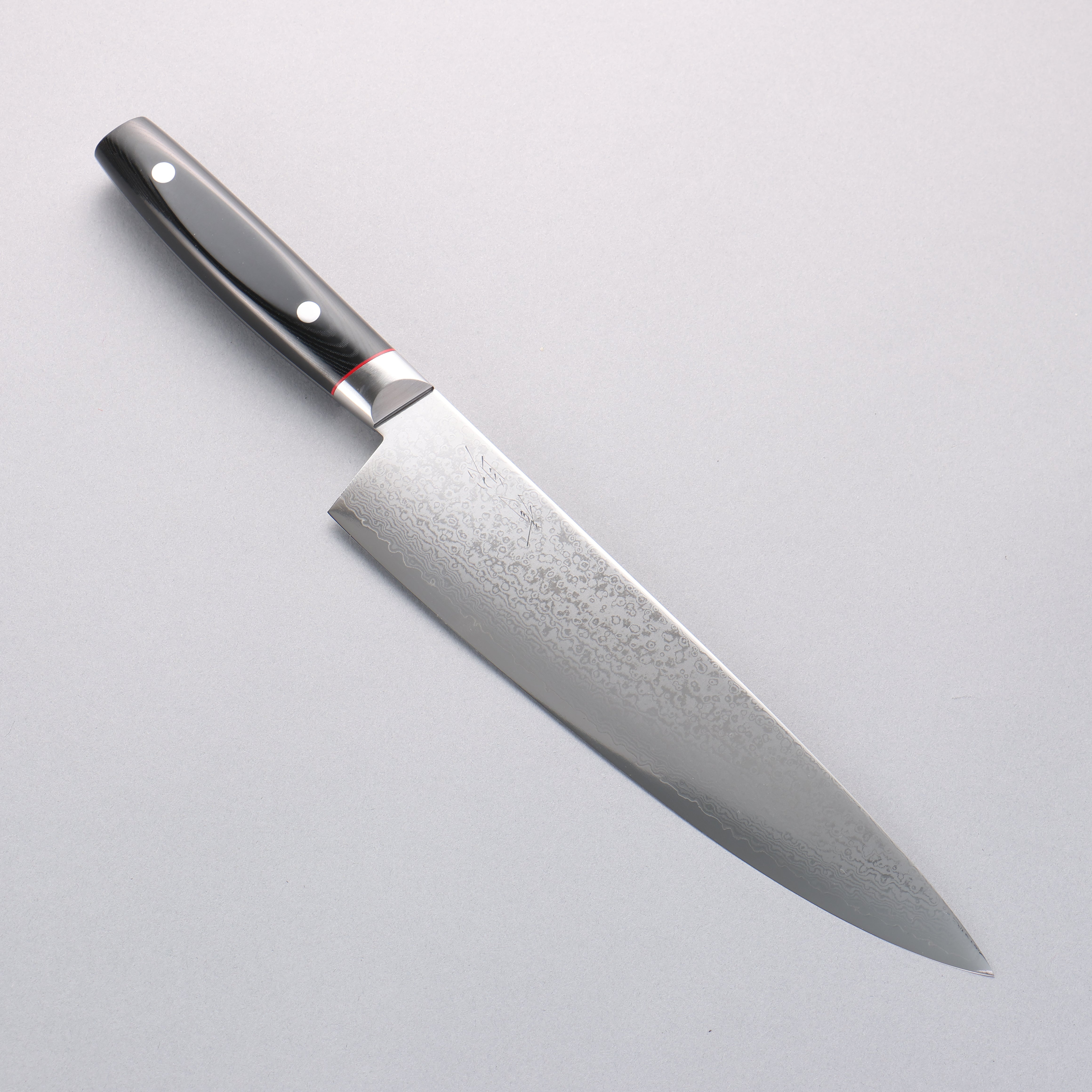 清助 彩雲 VG10 大馬士革紋 牛刀 230mm 黑米卡塔（樹脂複合材料） 握把 - 清助刃物
