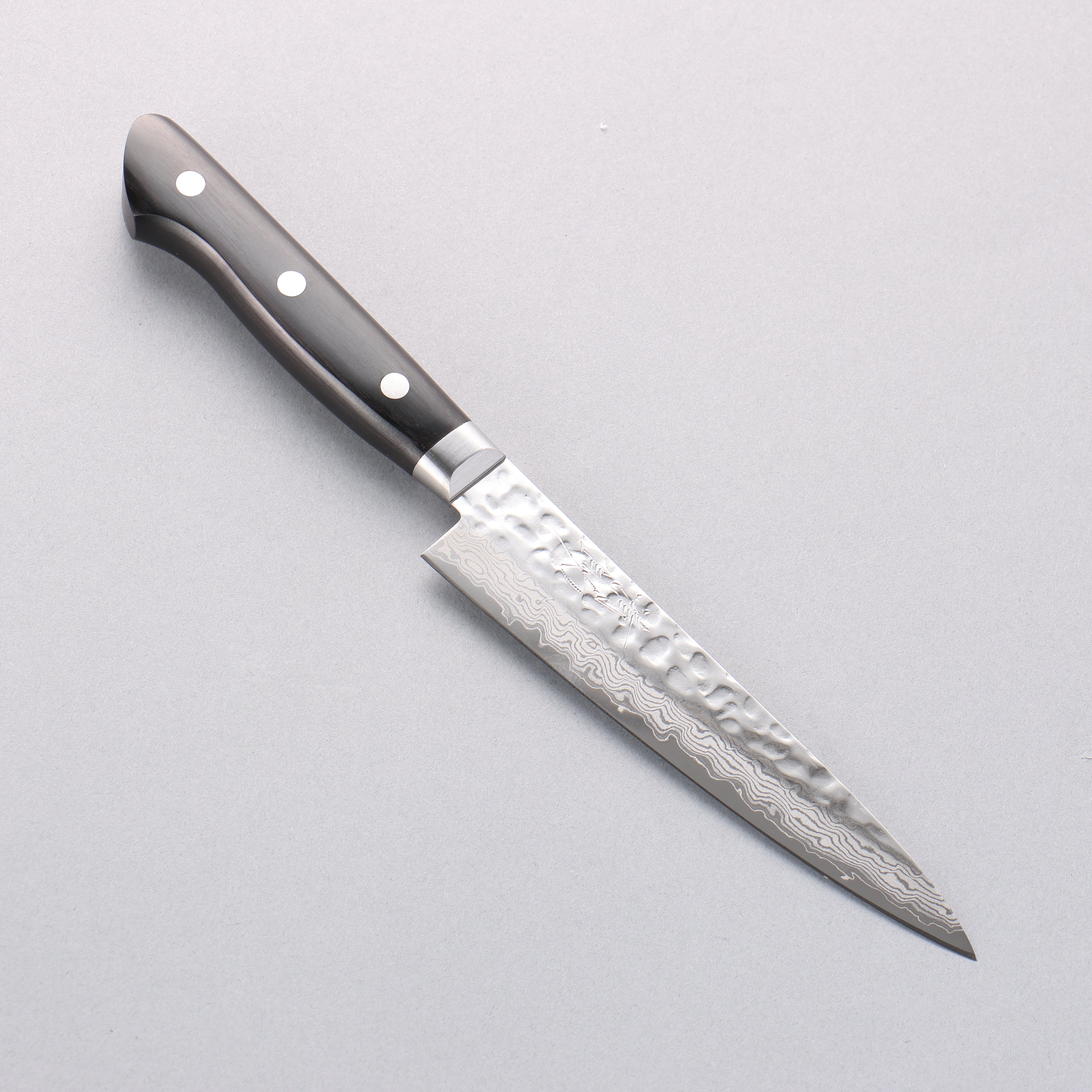 清助 VG10 17層 大馬士革紋 多用途小刀 135mm 黑合成木 握把 附刀鞘 - 清助刃物