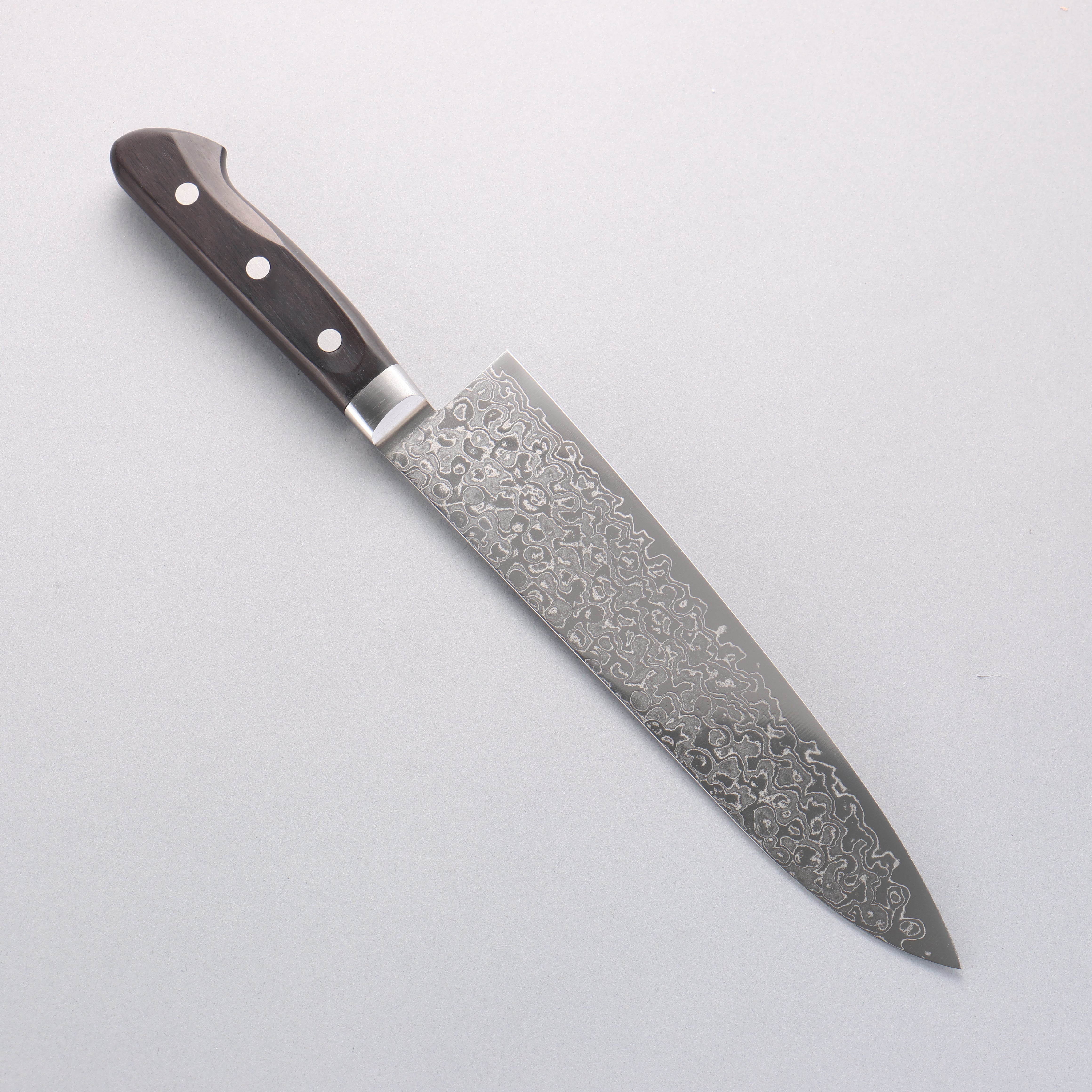 清助 AUS10 45層大馬士革紋 牛刀 210mm 黑合成木 握把 - 清助刃物