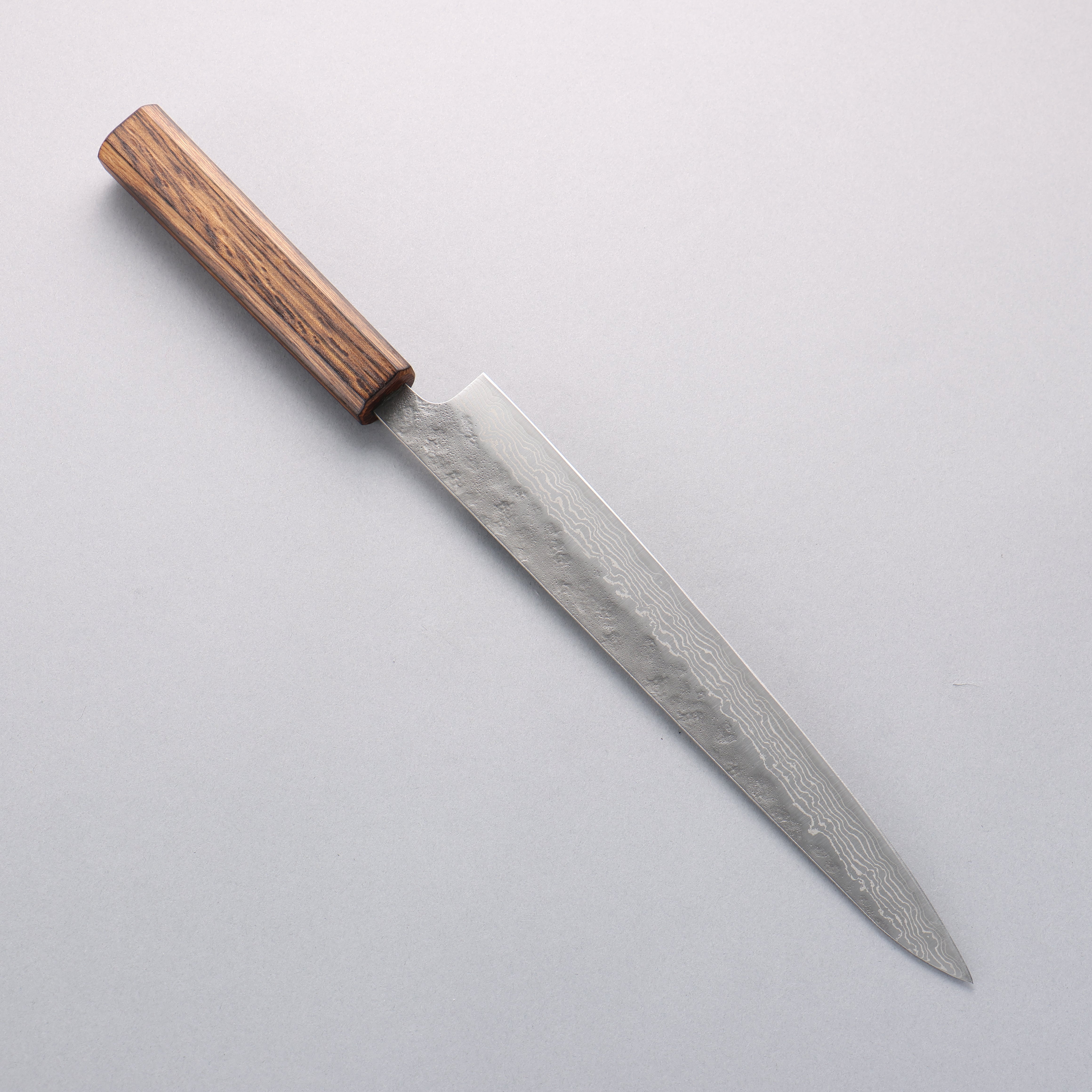 清助 不鏽鋼 440C 鎚目 大馬士革紋 筋引 240mm 橡木 握把 - 清助刃物