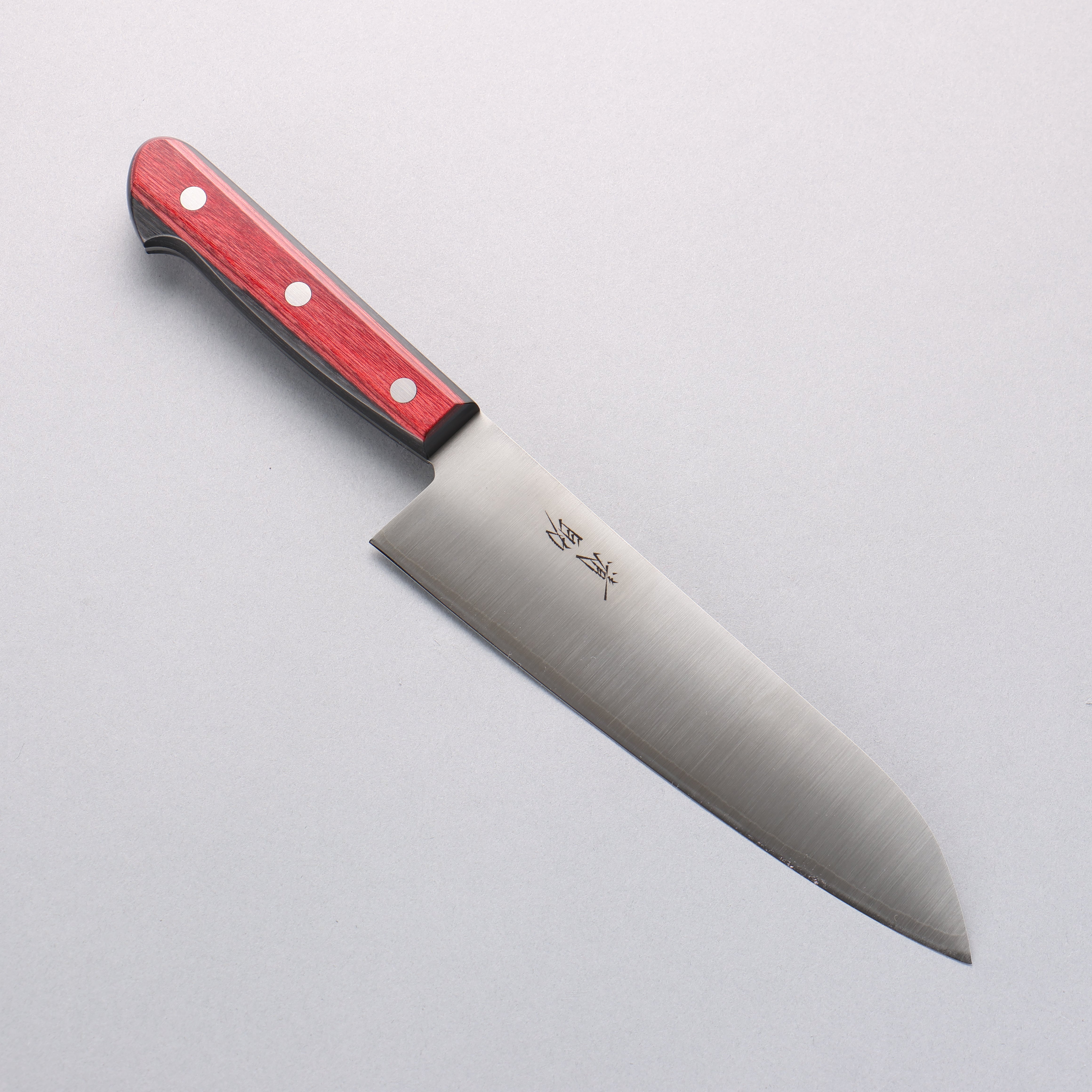 清助 SLD 鋼 打磨處理 三德刀 180mm 紅合成木 握把 - 清助刃物