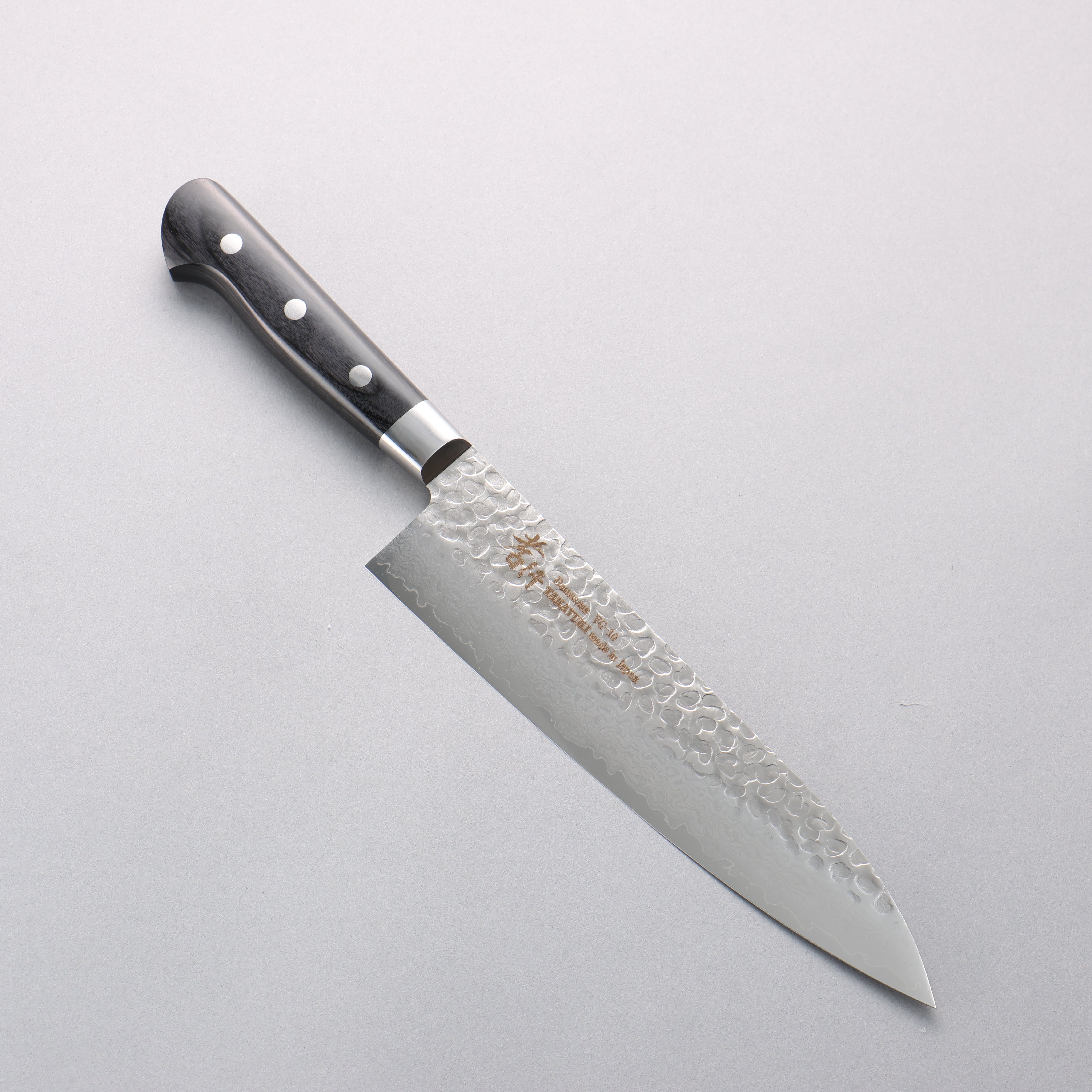 堺 孝行 VG10 鎚目 大馬士革紋 17層 牛刀 210mm 黑合成木 握把 - 清助刃物